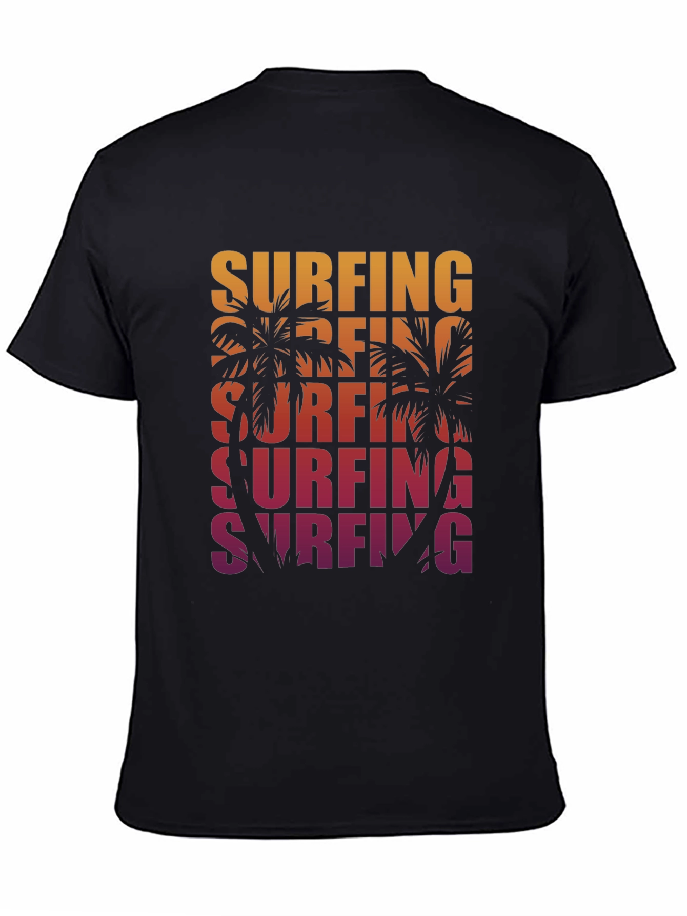 Surfing Palm Tree Graphic Tee - Retro Style