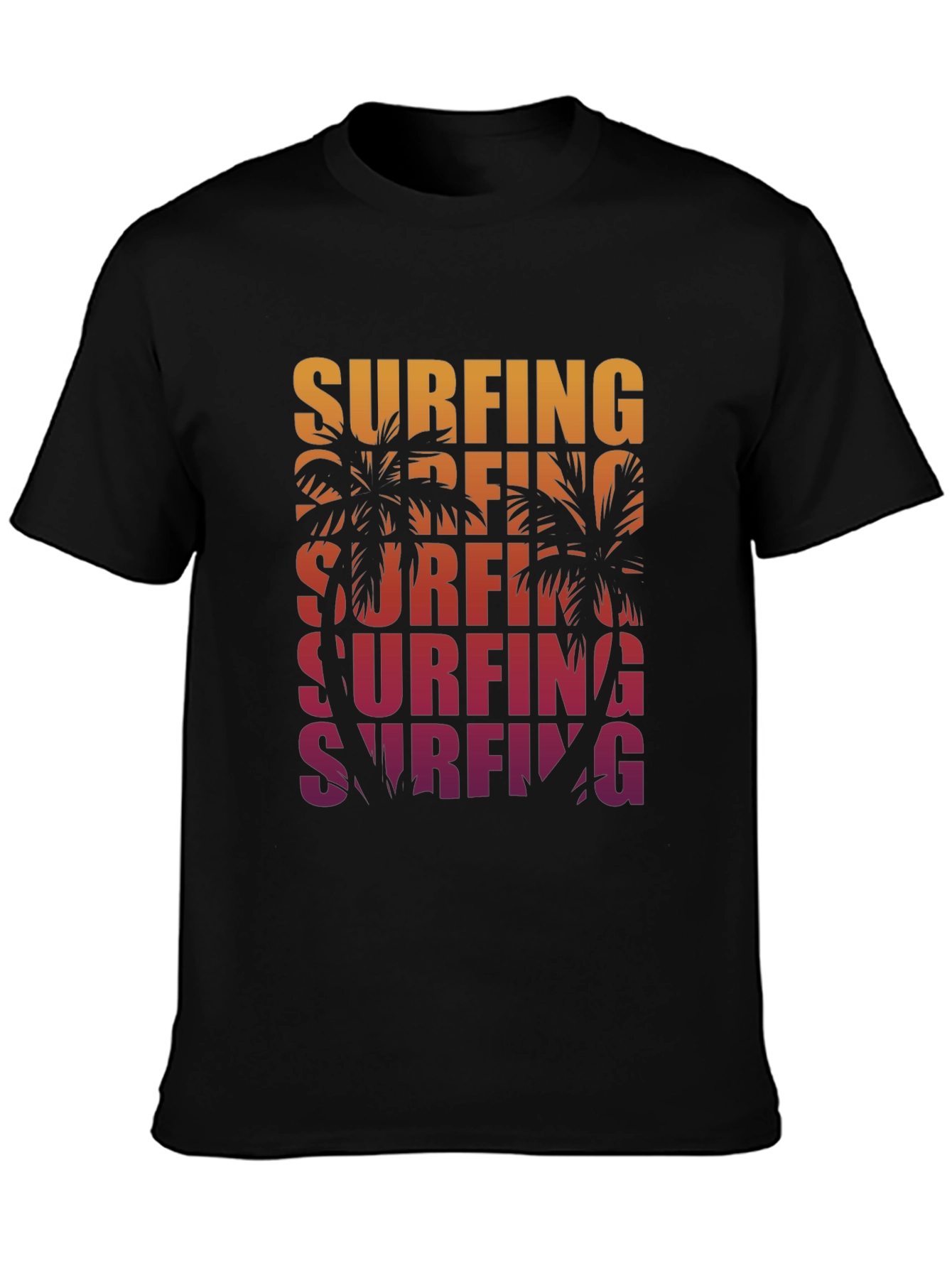 Surfing Palm Tree Graphic Tee - Retro Style