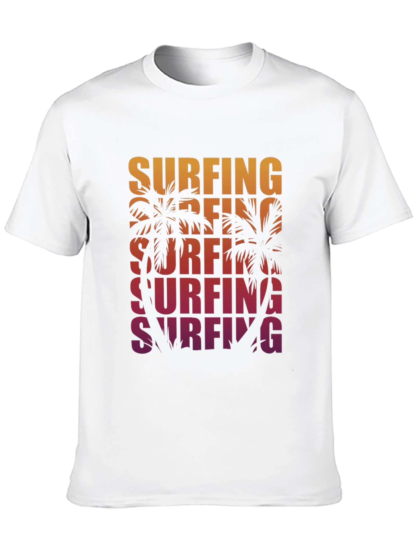 Surfing Palm Tree Graphic Tee - Retro Style
