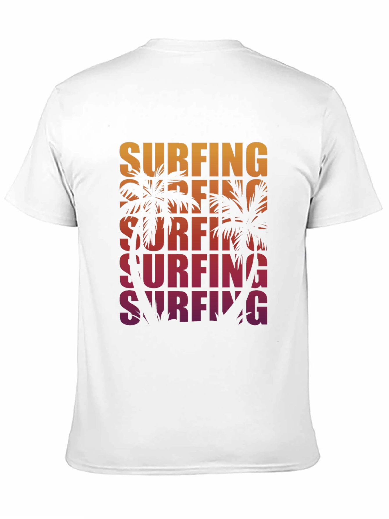 Surfing Palm Tree Graphic Tee - Retro Style