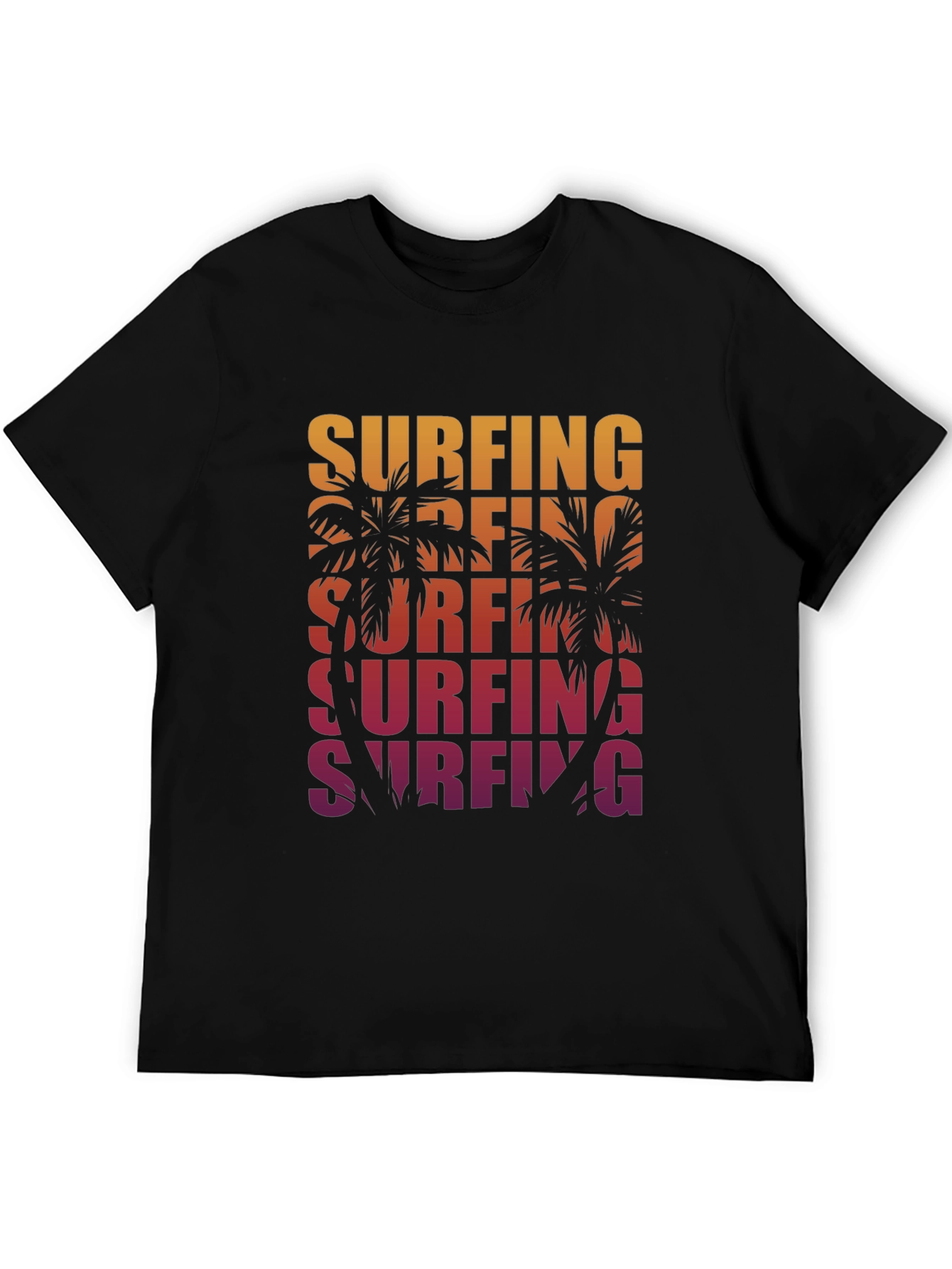 Surfing Palm Tree Graphic Tee - Retro Style