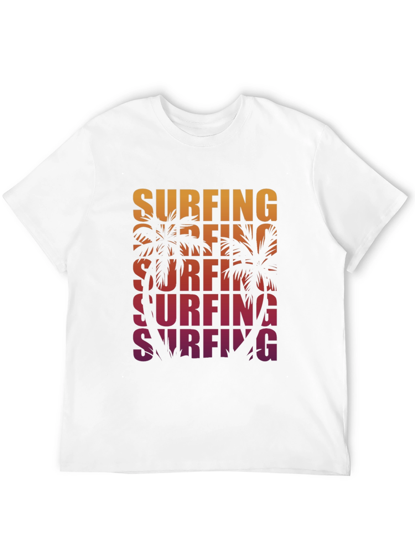 Surfing Palm Tree Graphic Tee - Retro Style