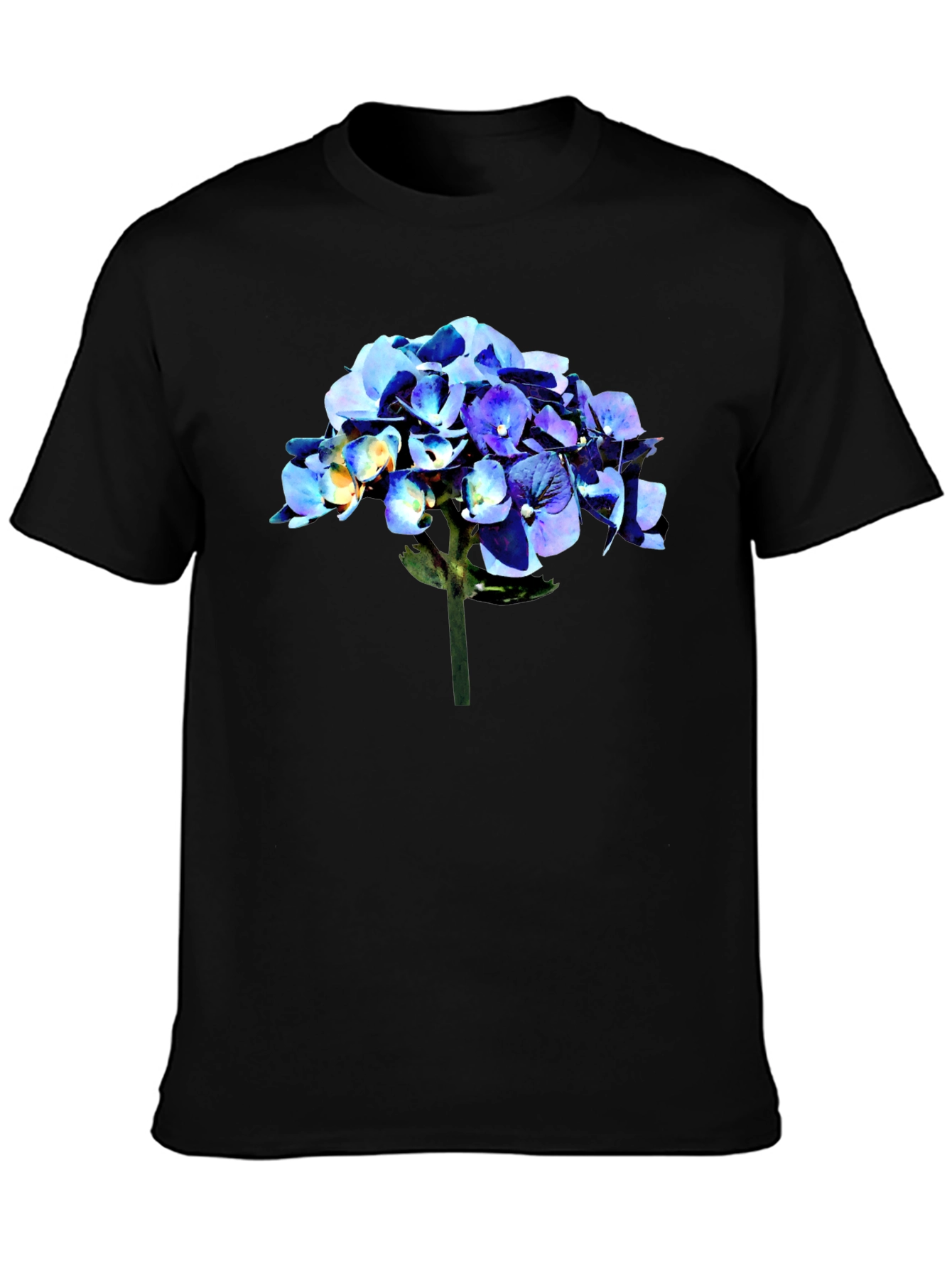 Hydrangea Graphic Tee - Black Casual Comfort