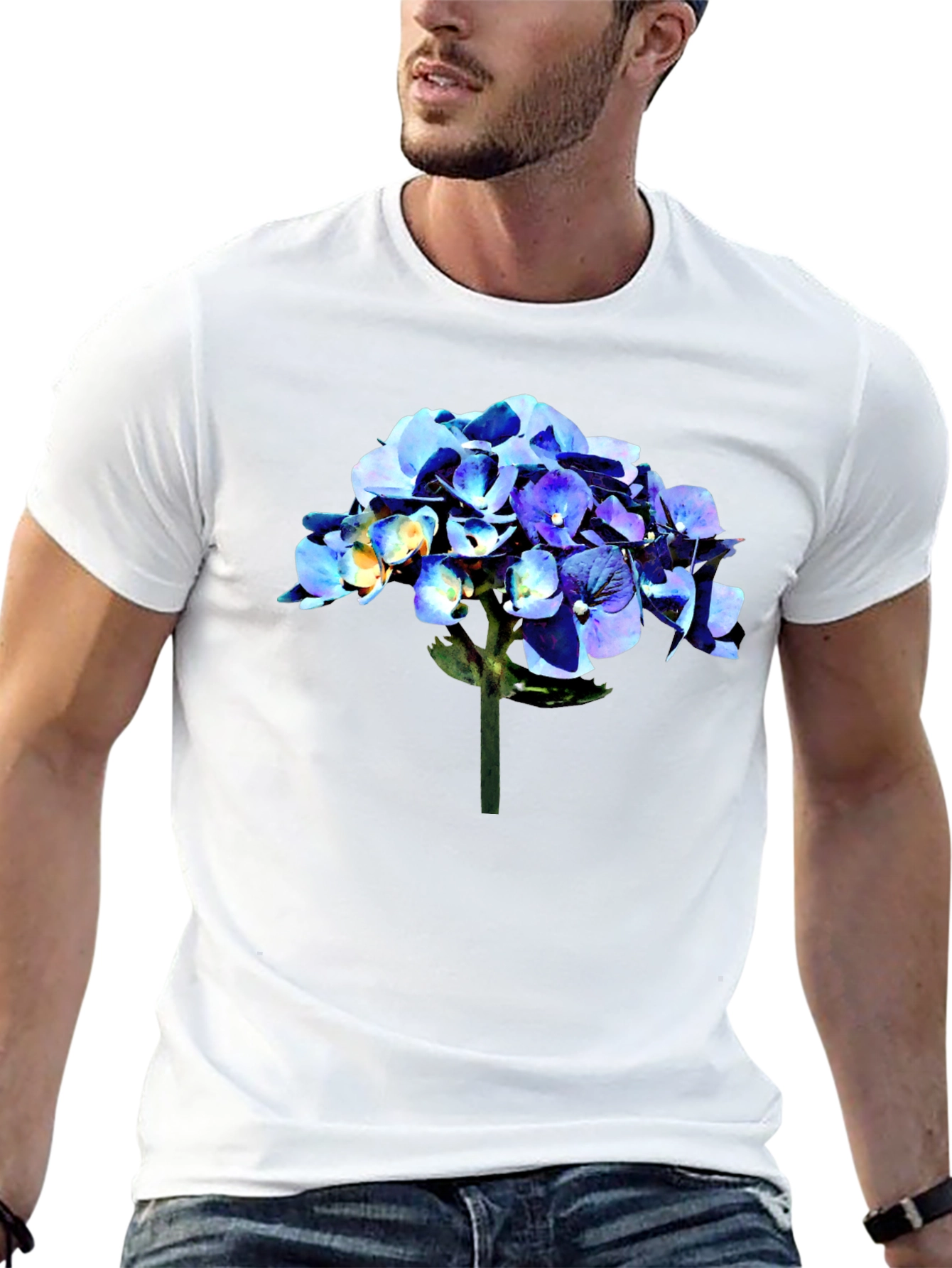 Hydrangea Graphic Tee - Black Casual Comfort