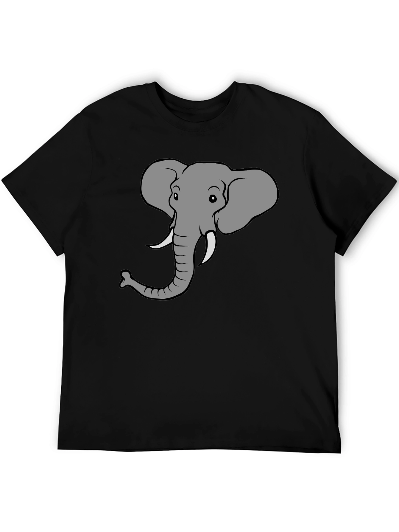 Elephant Graphic Tee - Black Cotton T-Shirt