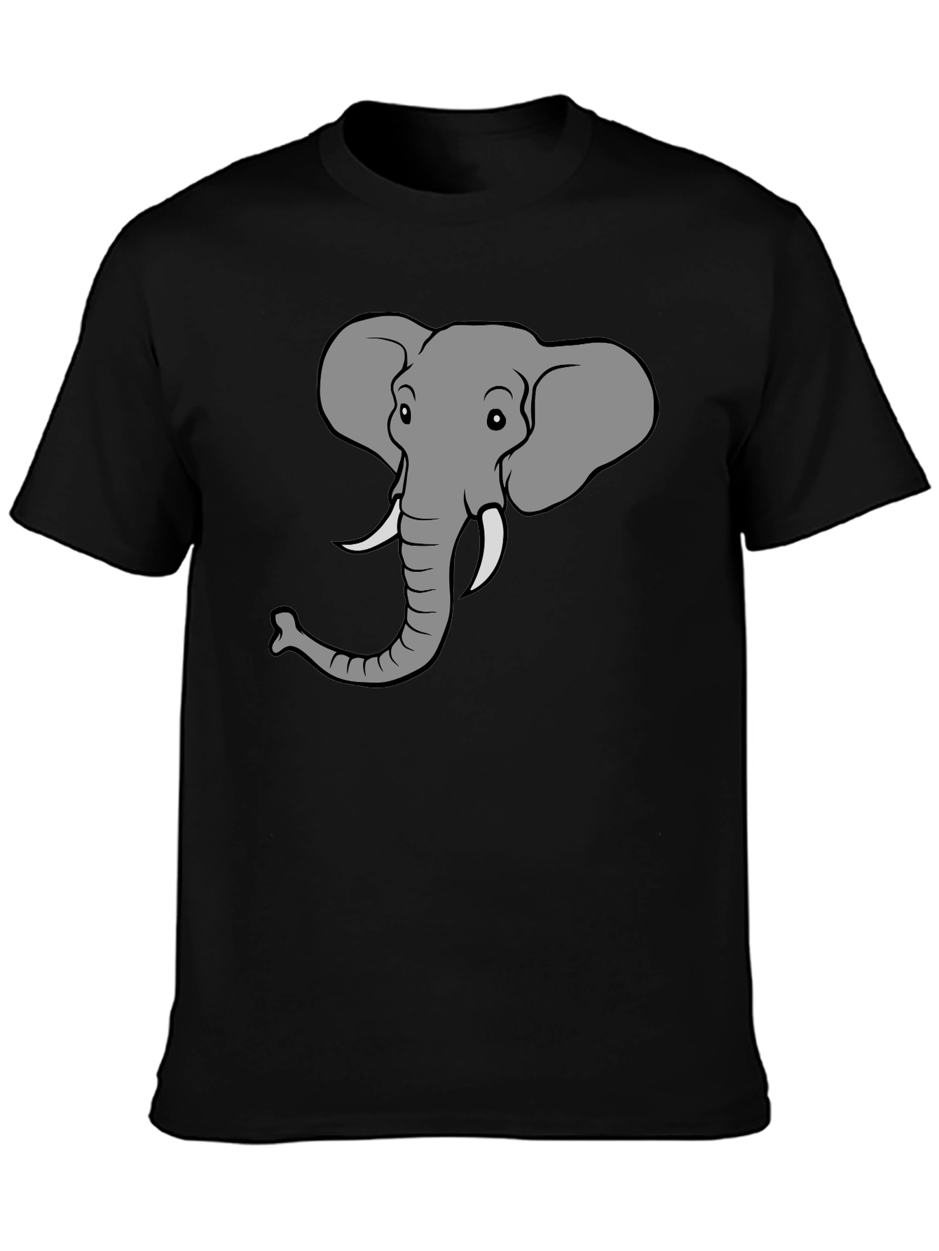 Elephant Graphic Tee - Black Cotton T-Shirt