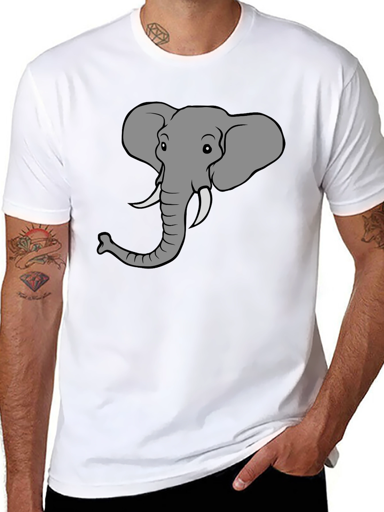 Elephant Graphic Tee - Black Cotton T-Shirt