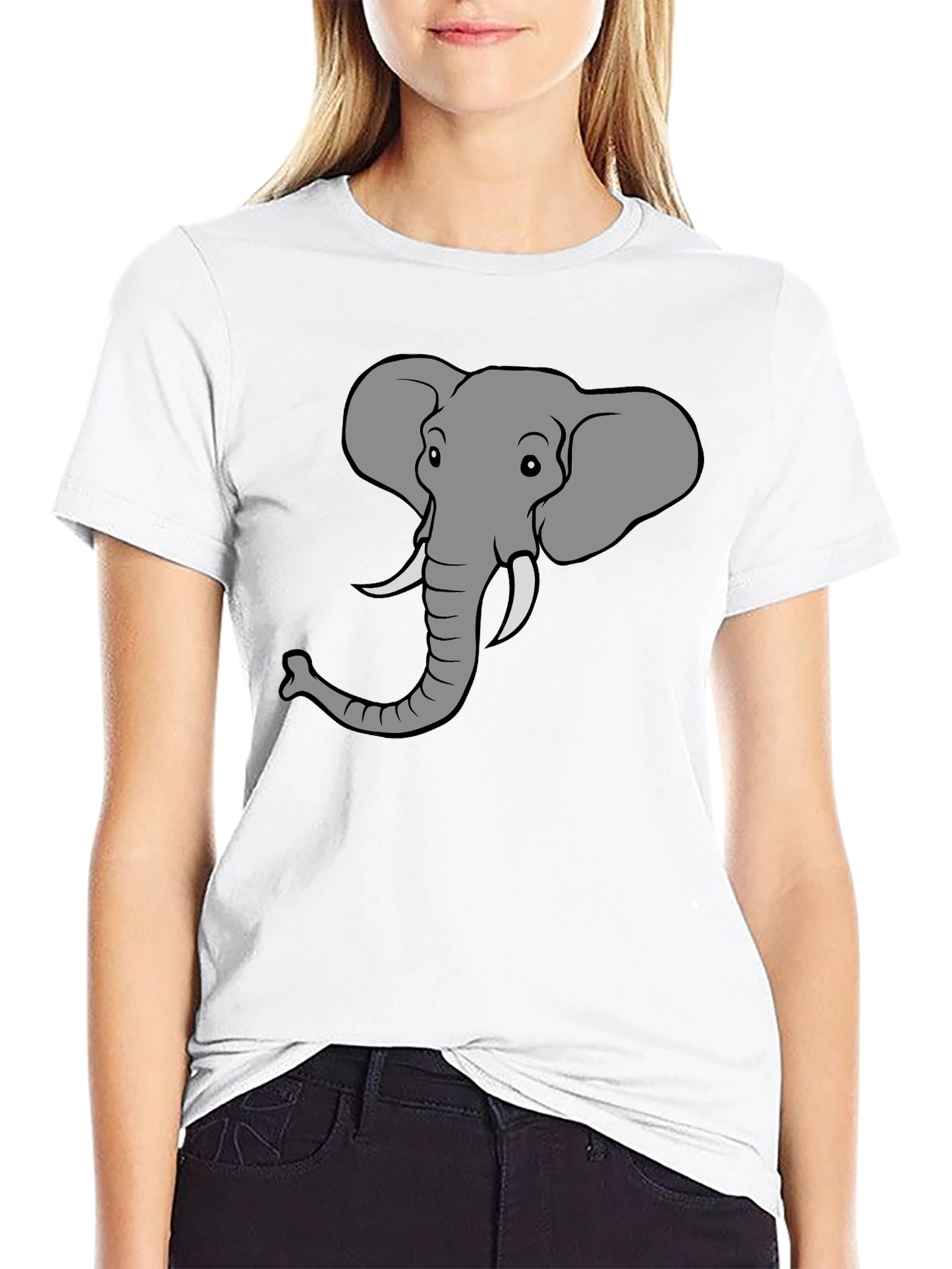 Elephant Graphic Tee - Black Cotton T-Shirt
