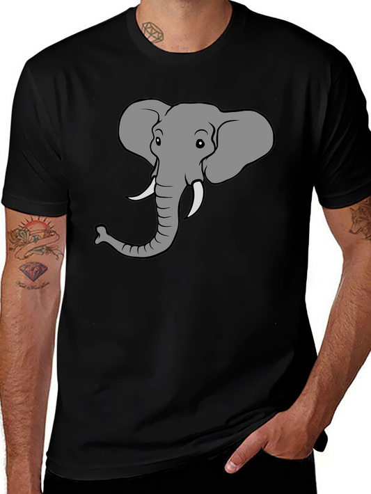 Elephant Graphic Tee - Black Cotton T-Shirt