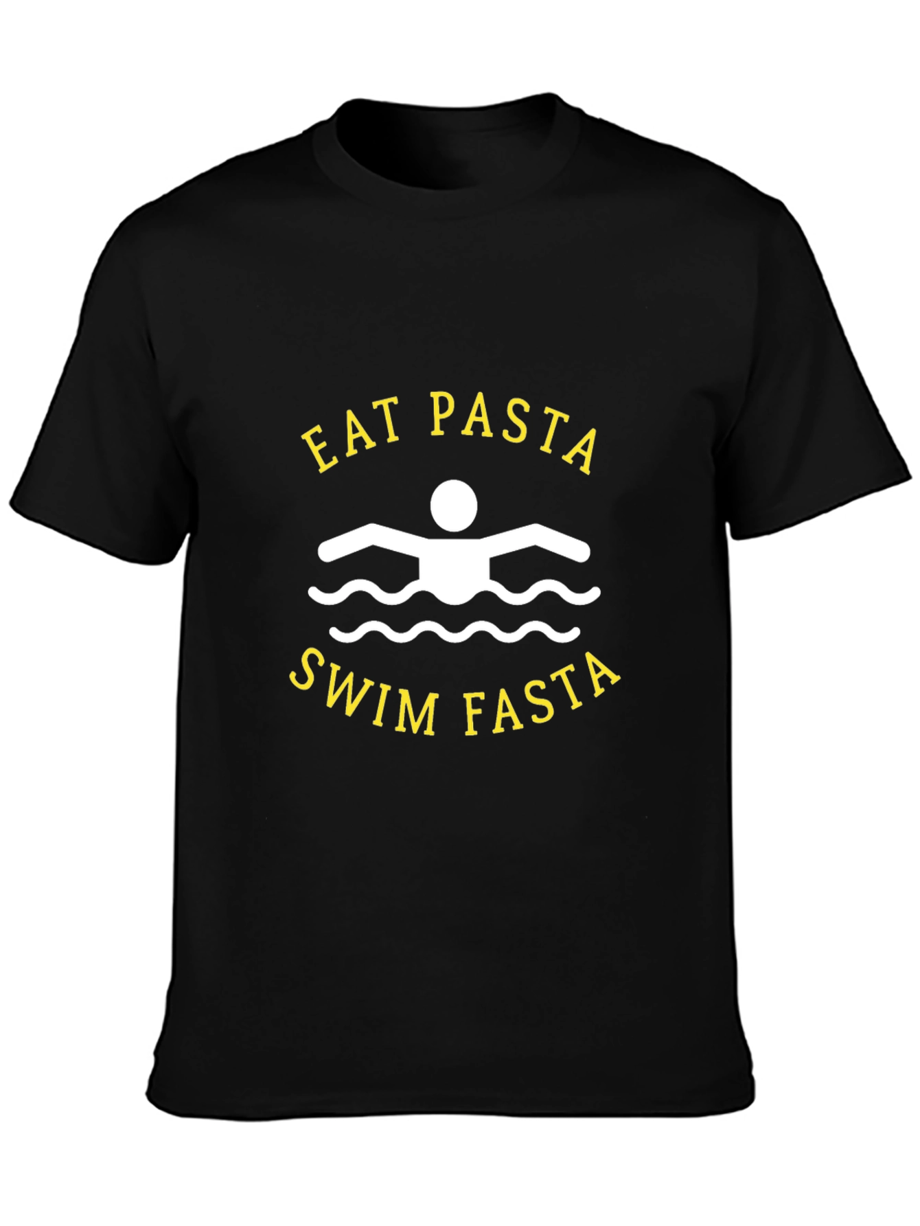 Eat Pasta Swim Fasta Black Graphic T-Shirt