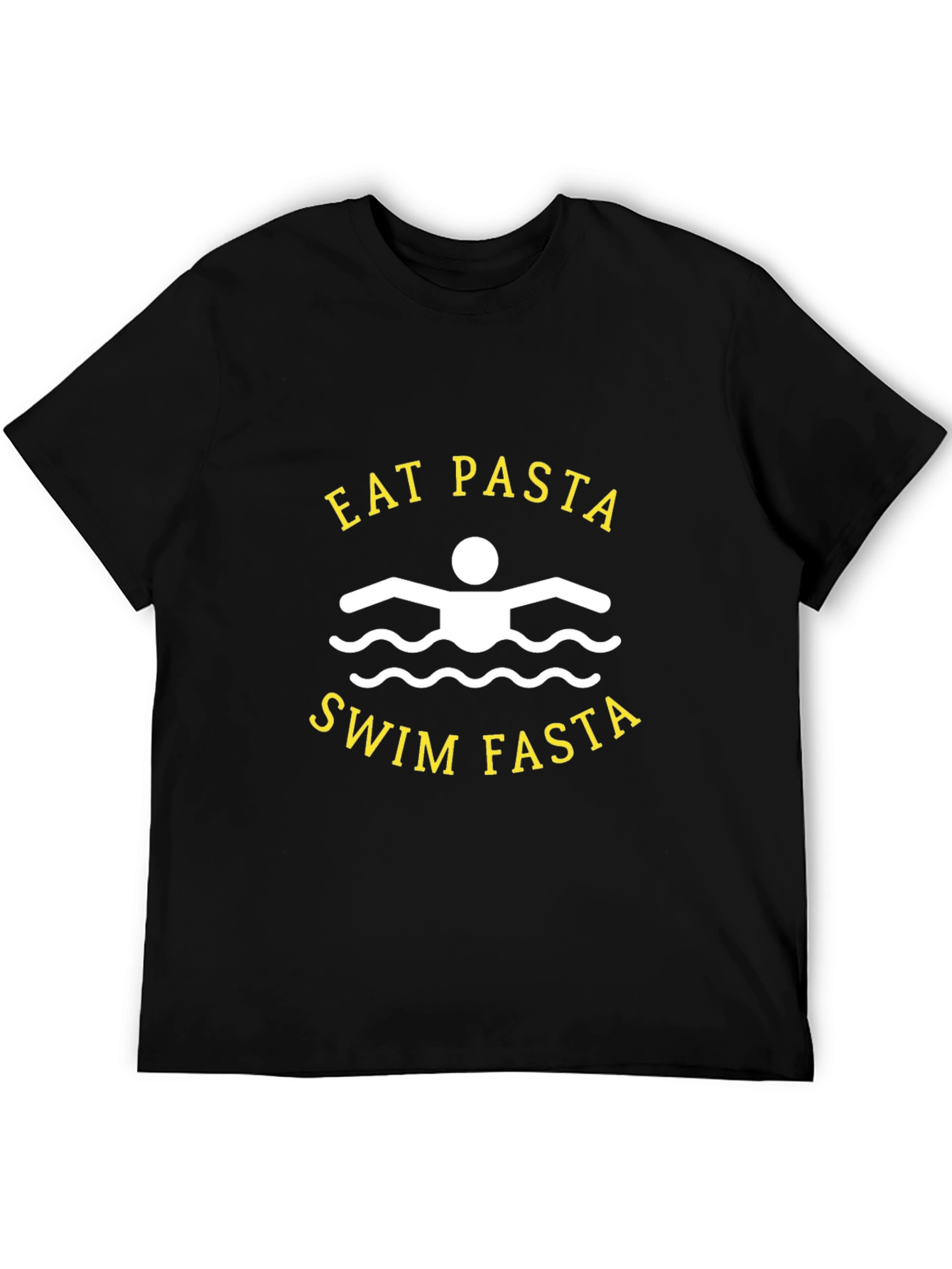 Eat Pasta Swim Fasta Black Graphic T-Shirt