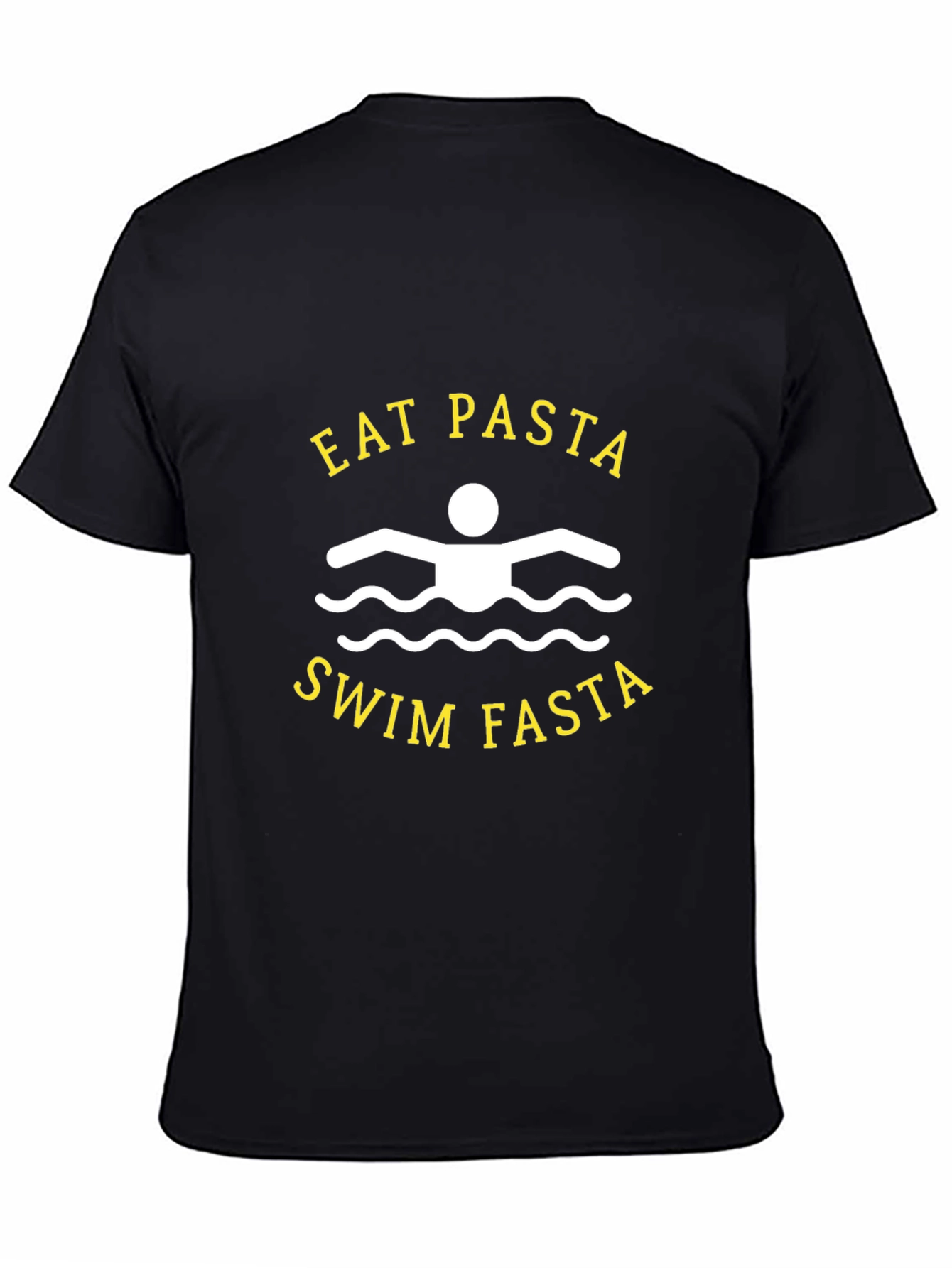 Eat Pasta Swim Fasta Black Graphic T-Shirt