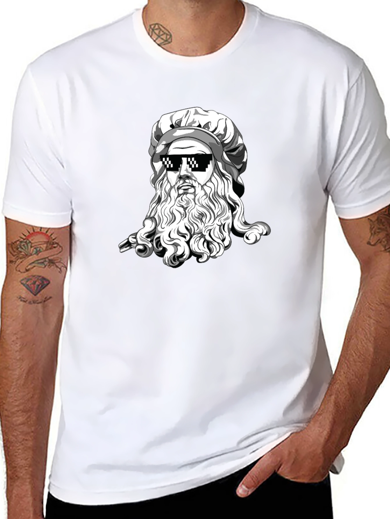 Cool Leonardo Da Vinci Black T-Shirt
