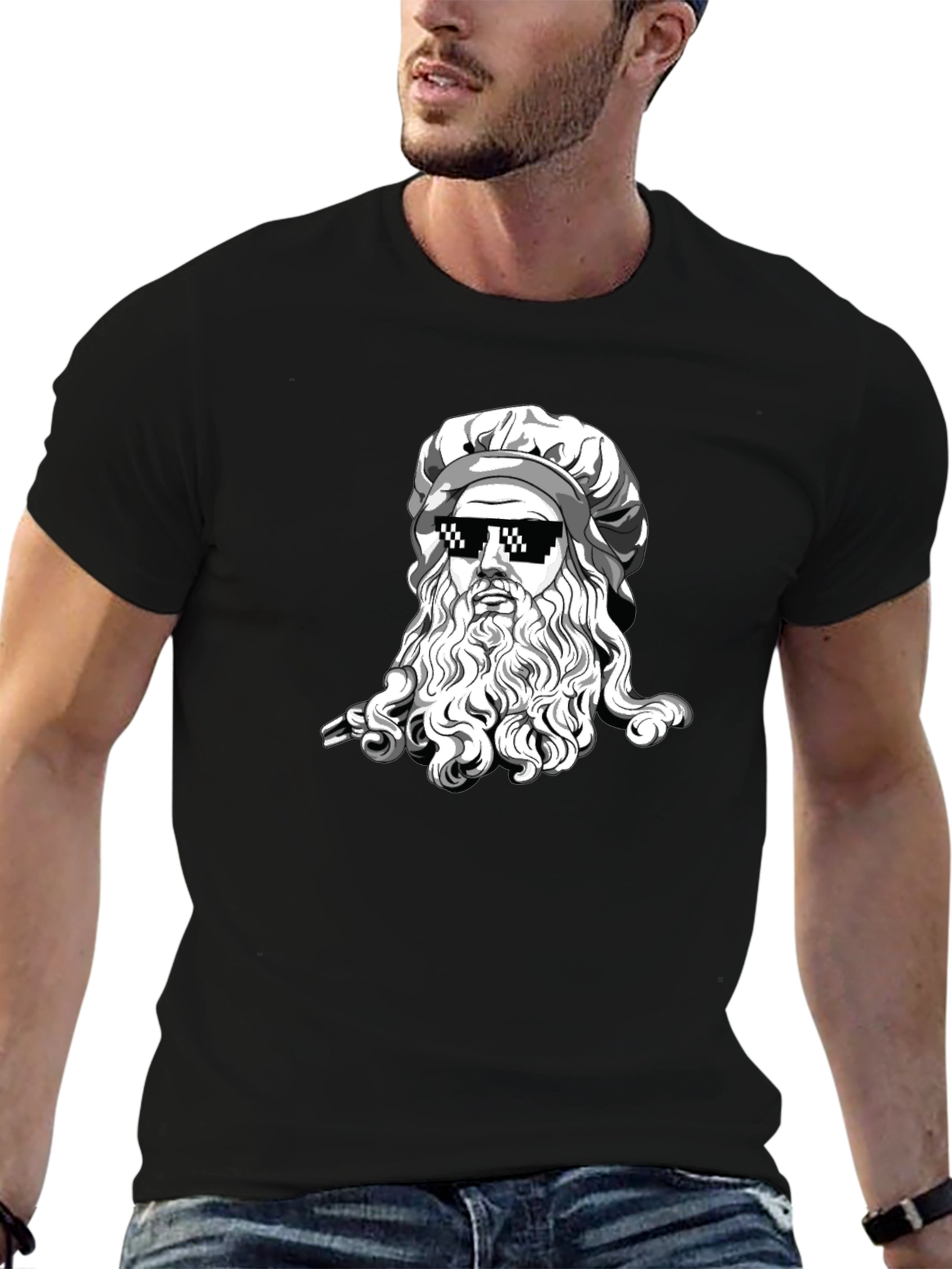 Cool Leonardo Da Vinci Black T-Shirt