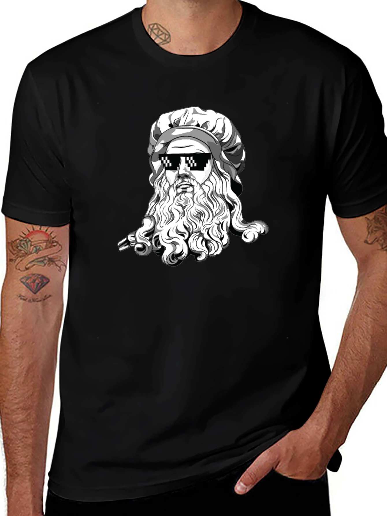Cool Leonardo Da Vinci Black T-Shirt