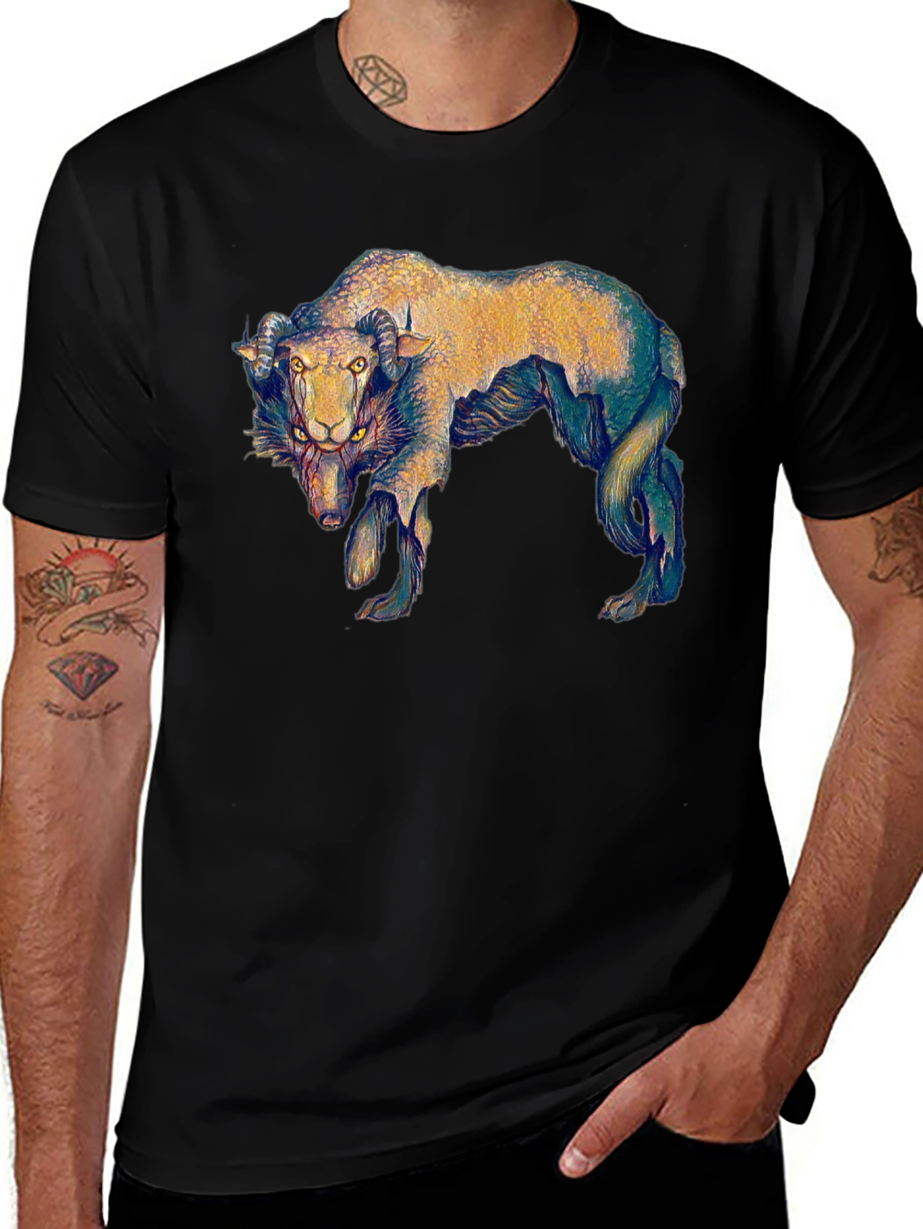Unique Ram Graphic T-Shirt - Black