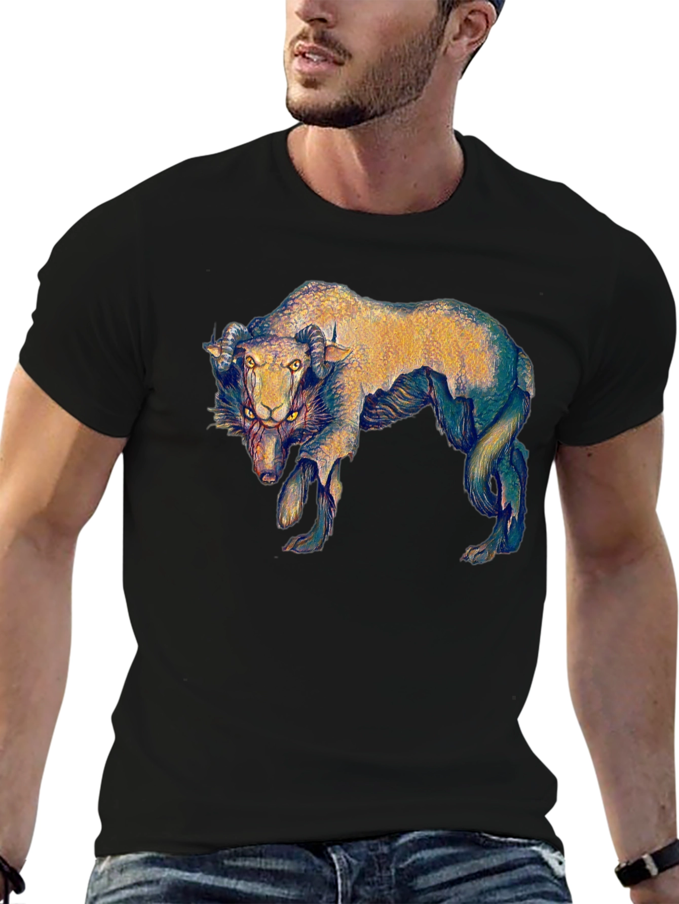 Unique Ram Graphic T-Shirt - Black