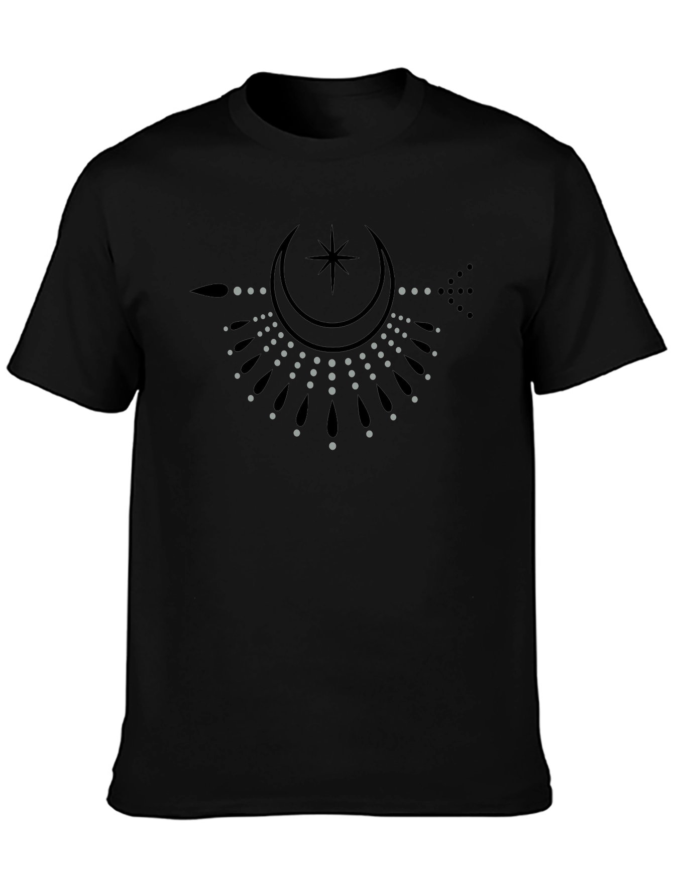 Celestial Moon Star Graphic T-Shirt - Black