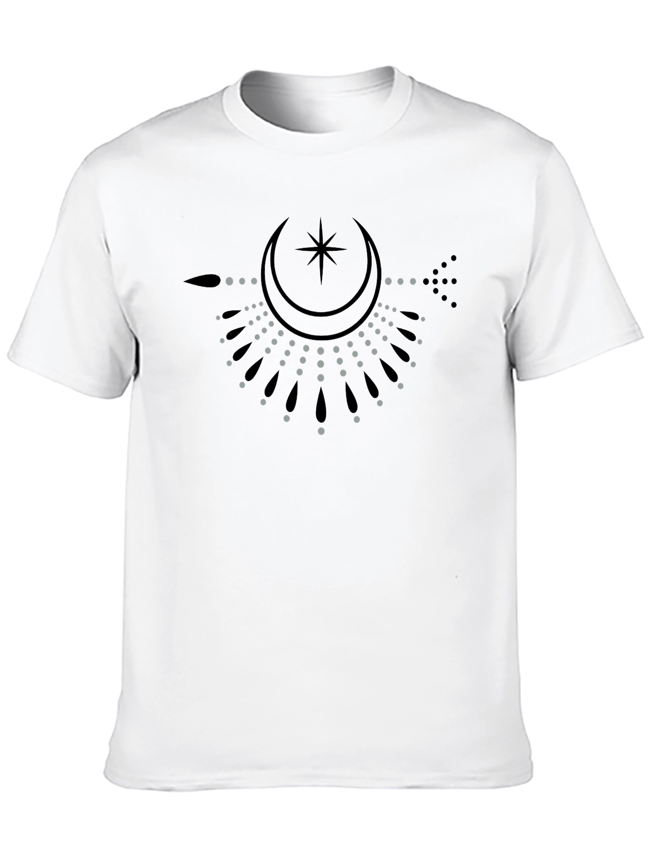 Celestial Moon Star Graphic T-Shirt - Black
