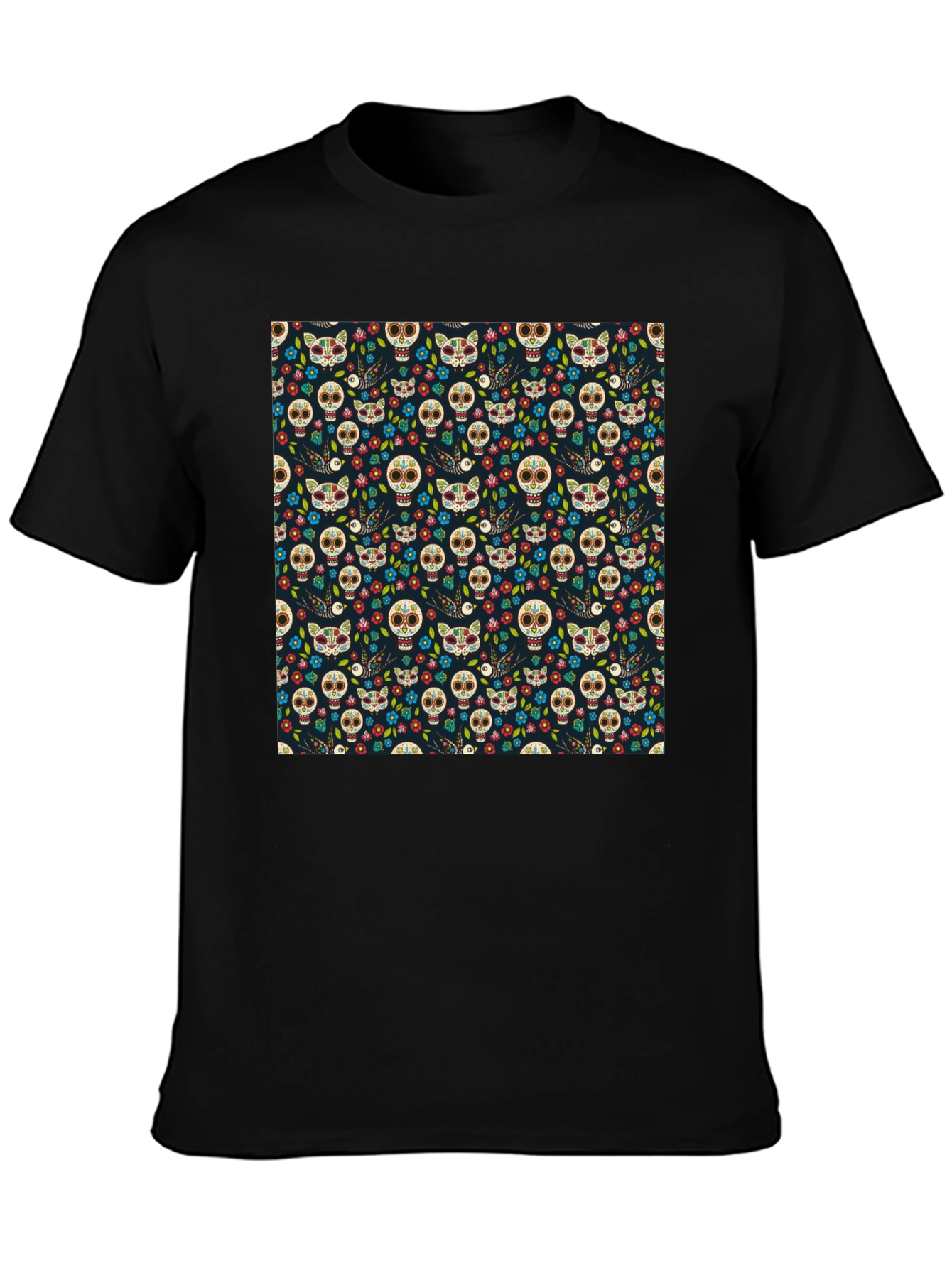 Day of the Dead Skull & Cat Tee