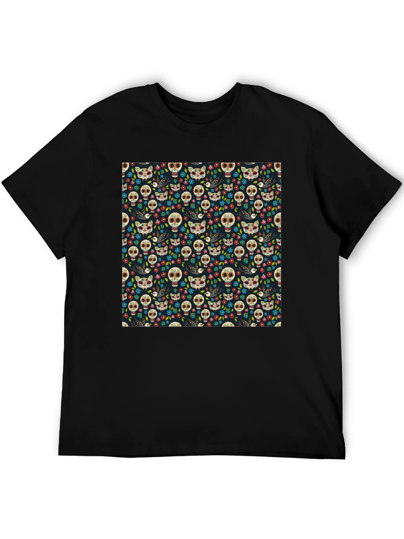 Day of the Dead Skull & Cat Tee
