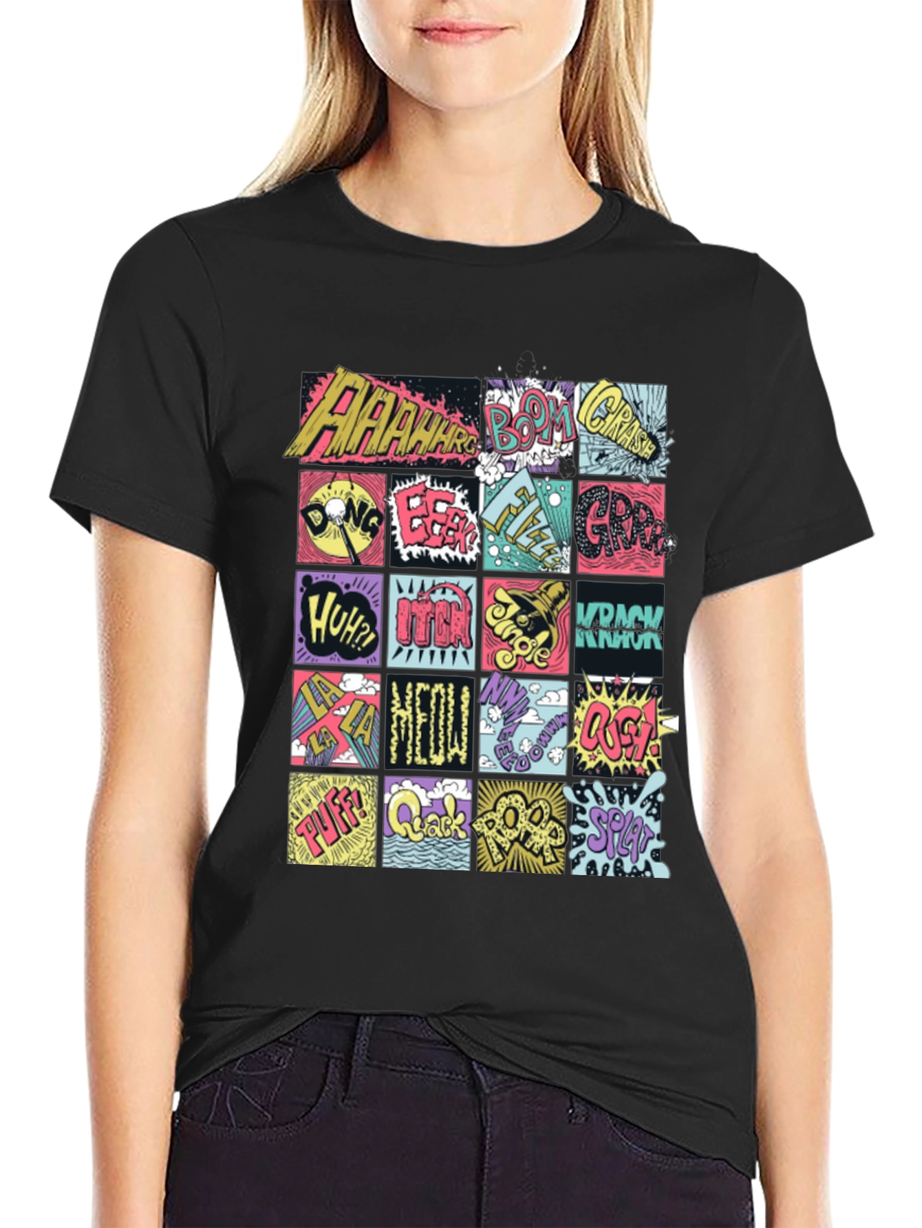 Comic Sound Effect T-Shirt - Pop Art Black Tee