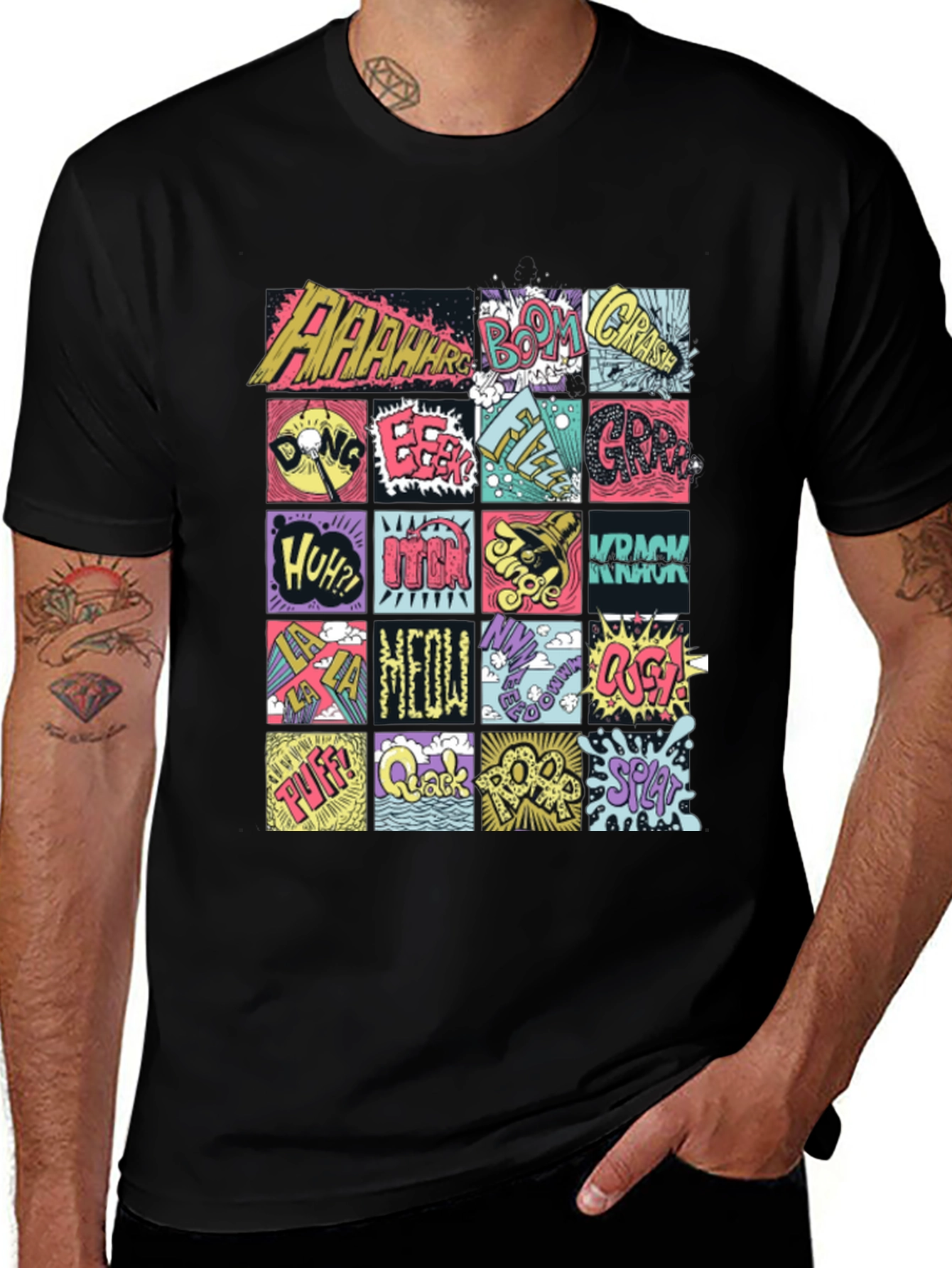 Comic Sound Effect T-Shirt - Pop Art Black Tee
