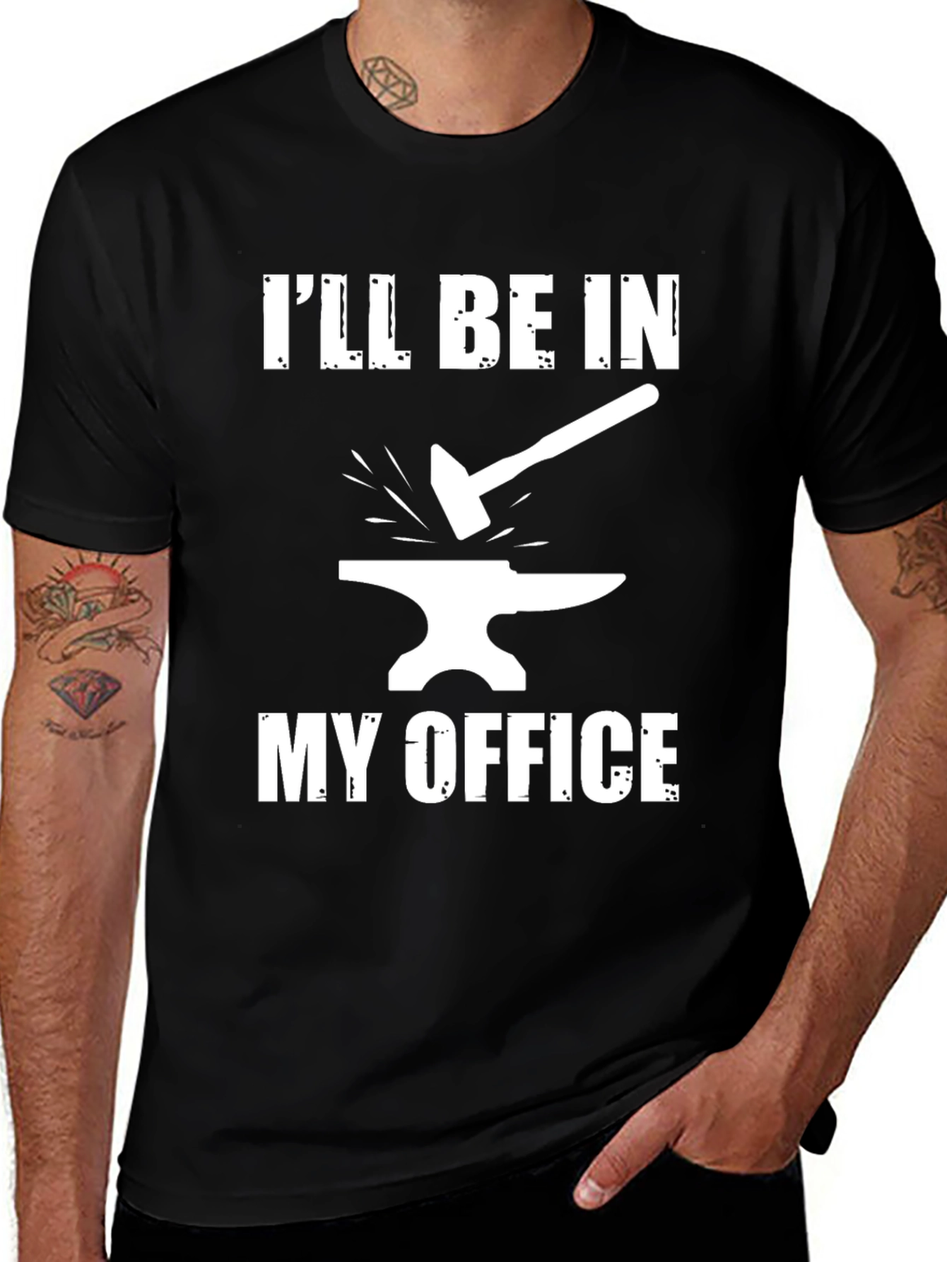 Blacksmith Office T-Shirt - Hammer and Anvil Design