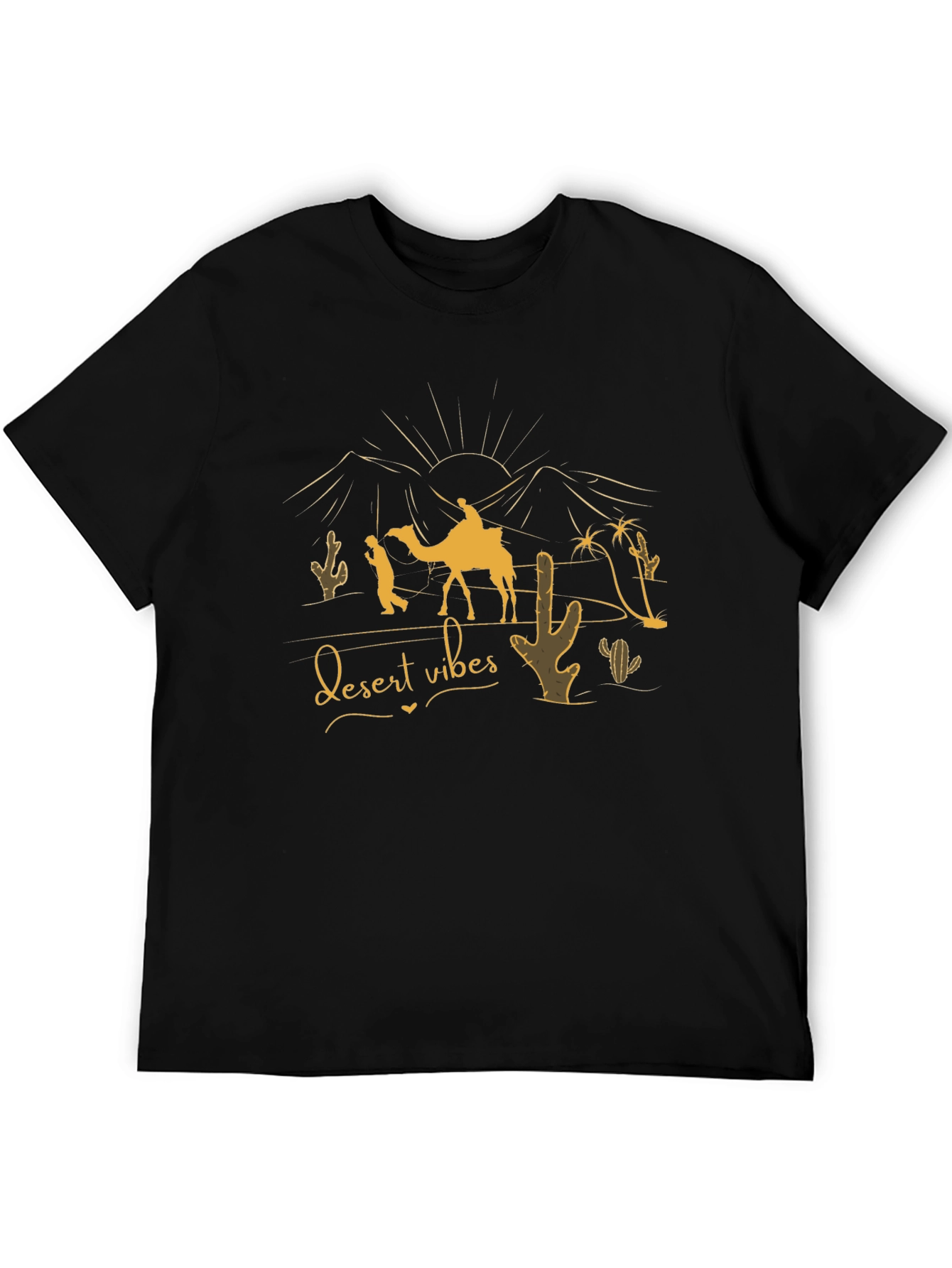Desert Vibes Graphic Tee - Black Cotton T-Shirt