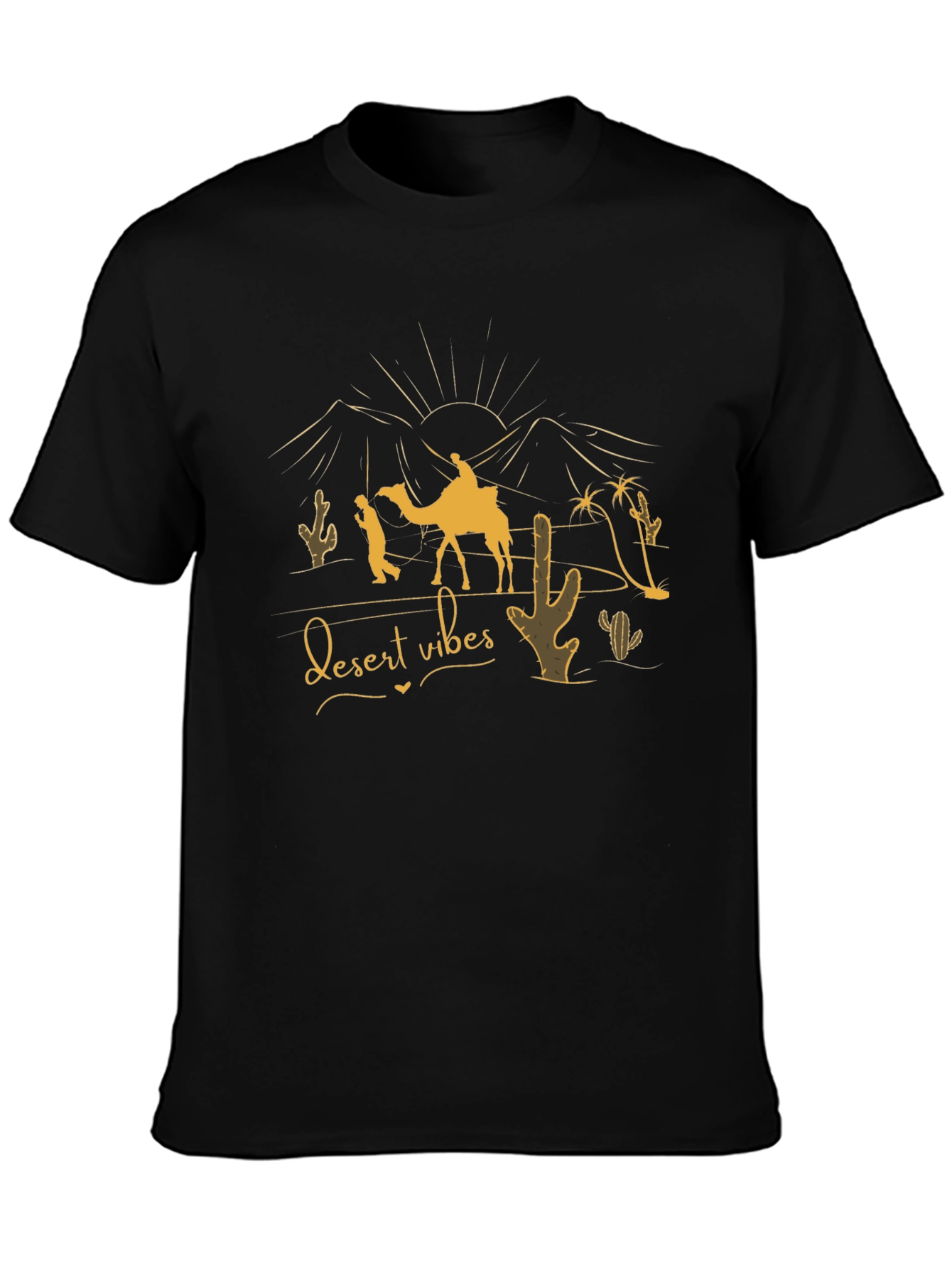 Desert Vibes Graphic Tee - Black Cotton T-Shirt