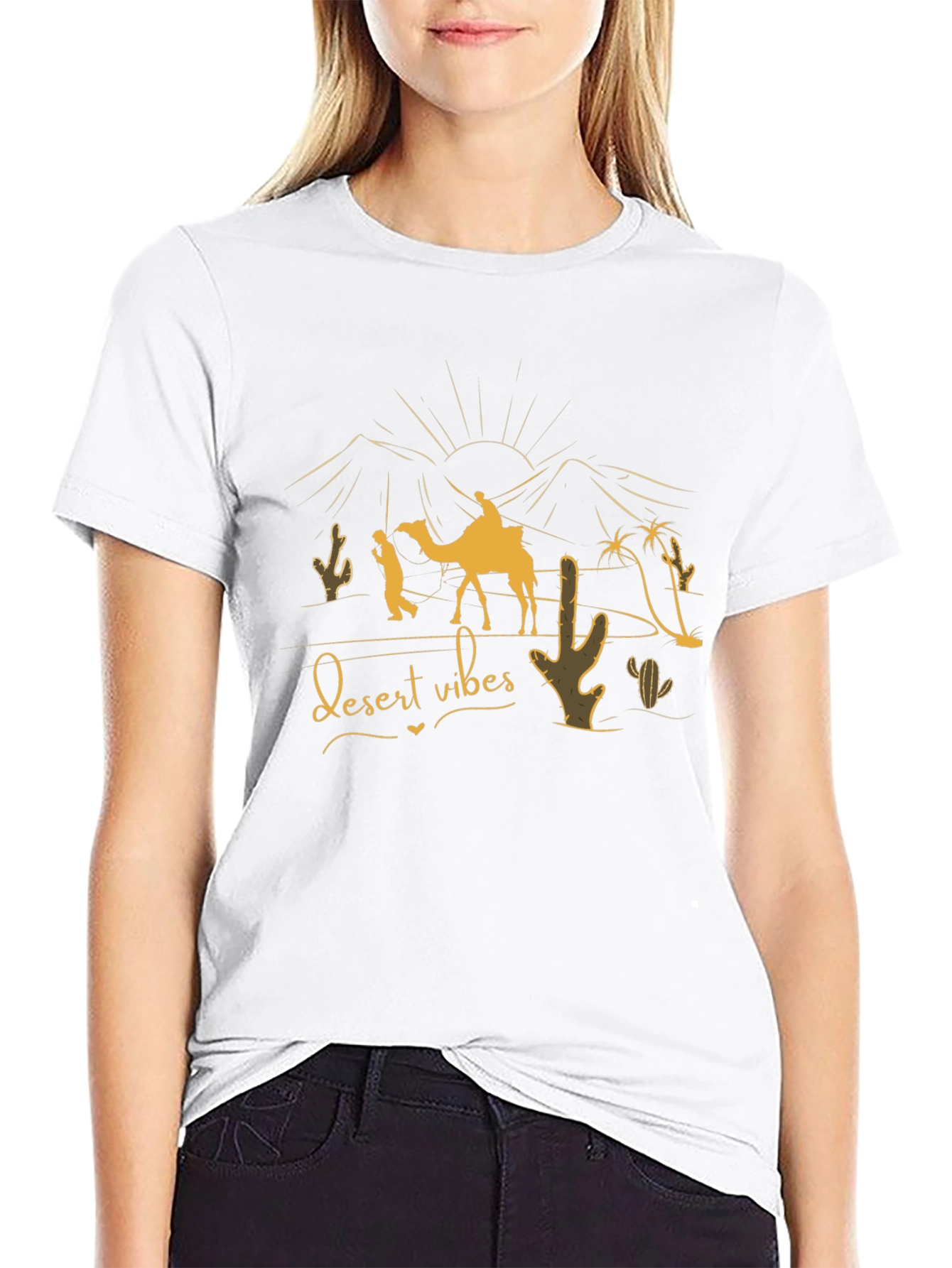 Desert Vibes Graphic Tee - Black Cotton T-Shirt