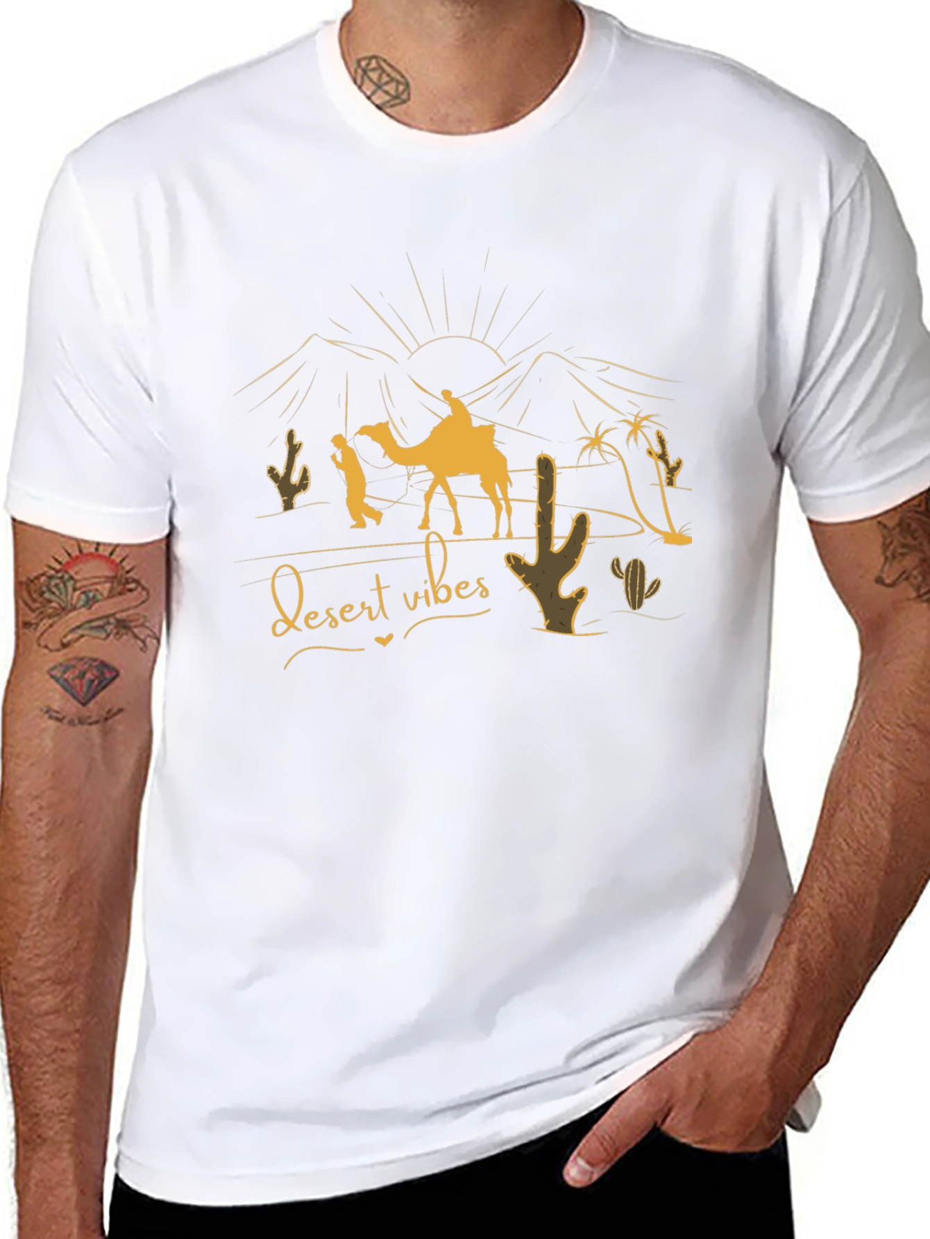 Desert Vibes Graphic Tee - Black Cotton T-Shirt