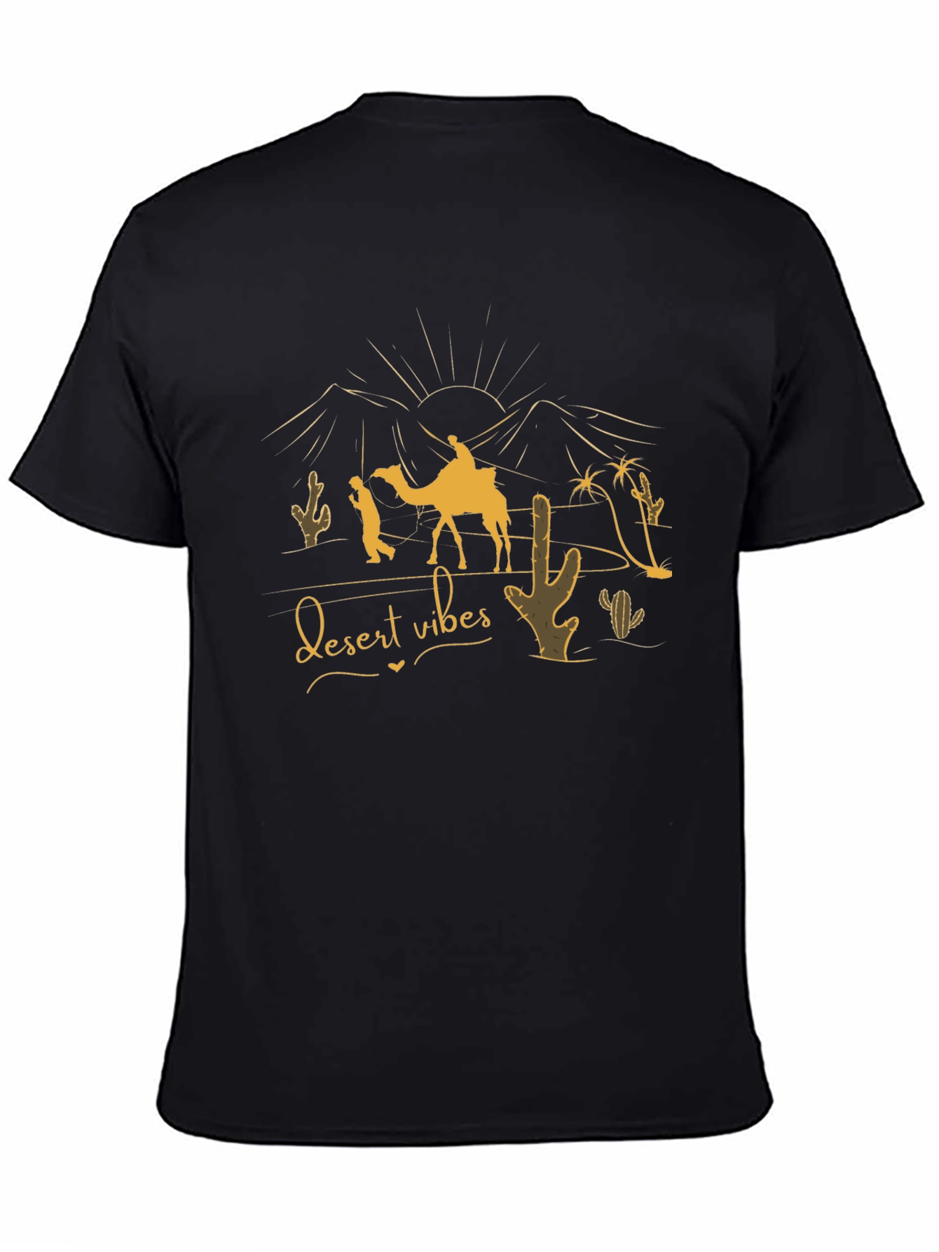 Desert Vibes Graphic Tee - Black Cotton T-Shirt