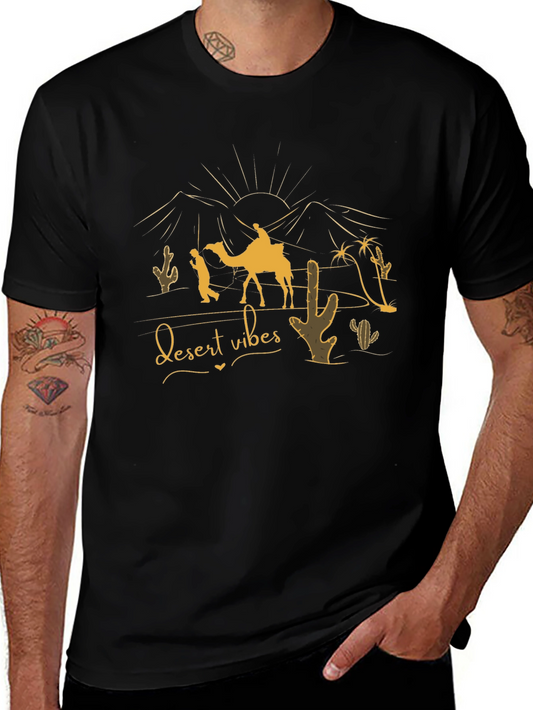 Desert Vibes Graphic Tee - Black Cotton T-Shirt