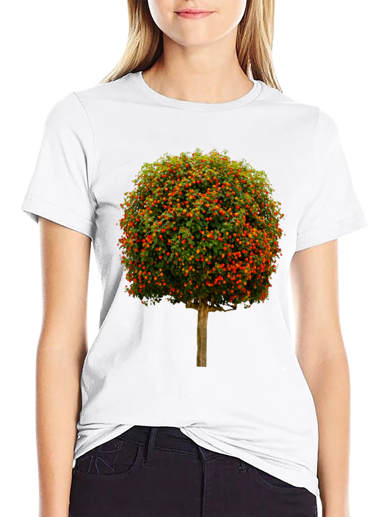 Tree Design Black Cotton Tee