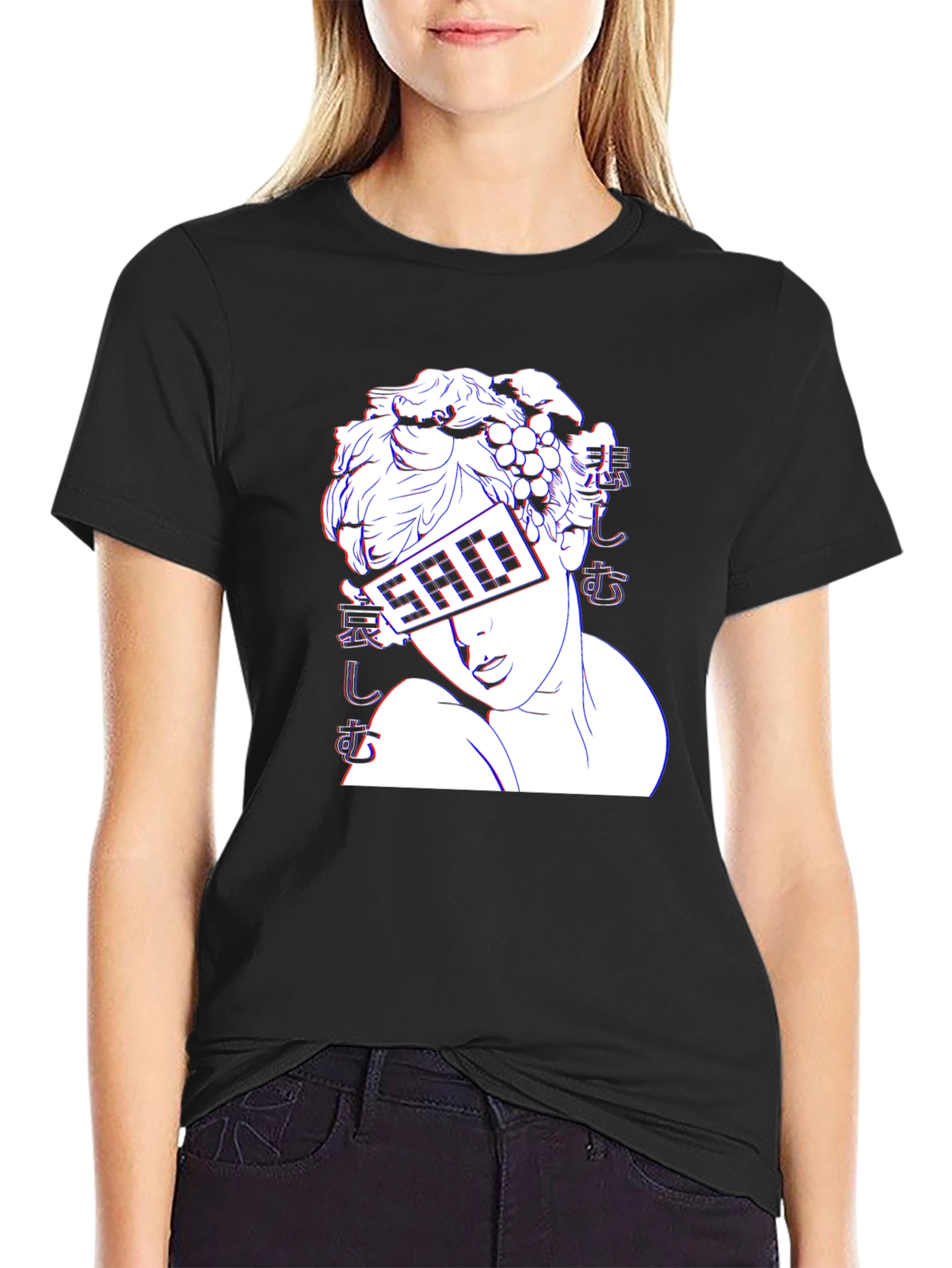 Sad Aesthetic Graphic T-Shirt - Black
