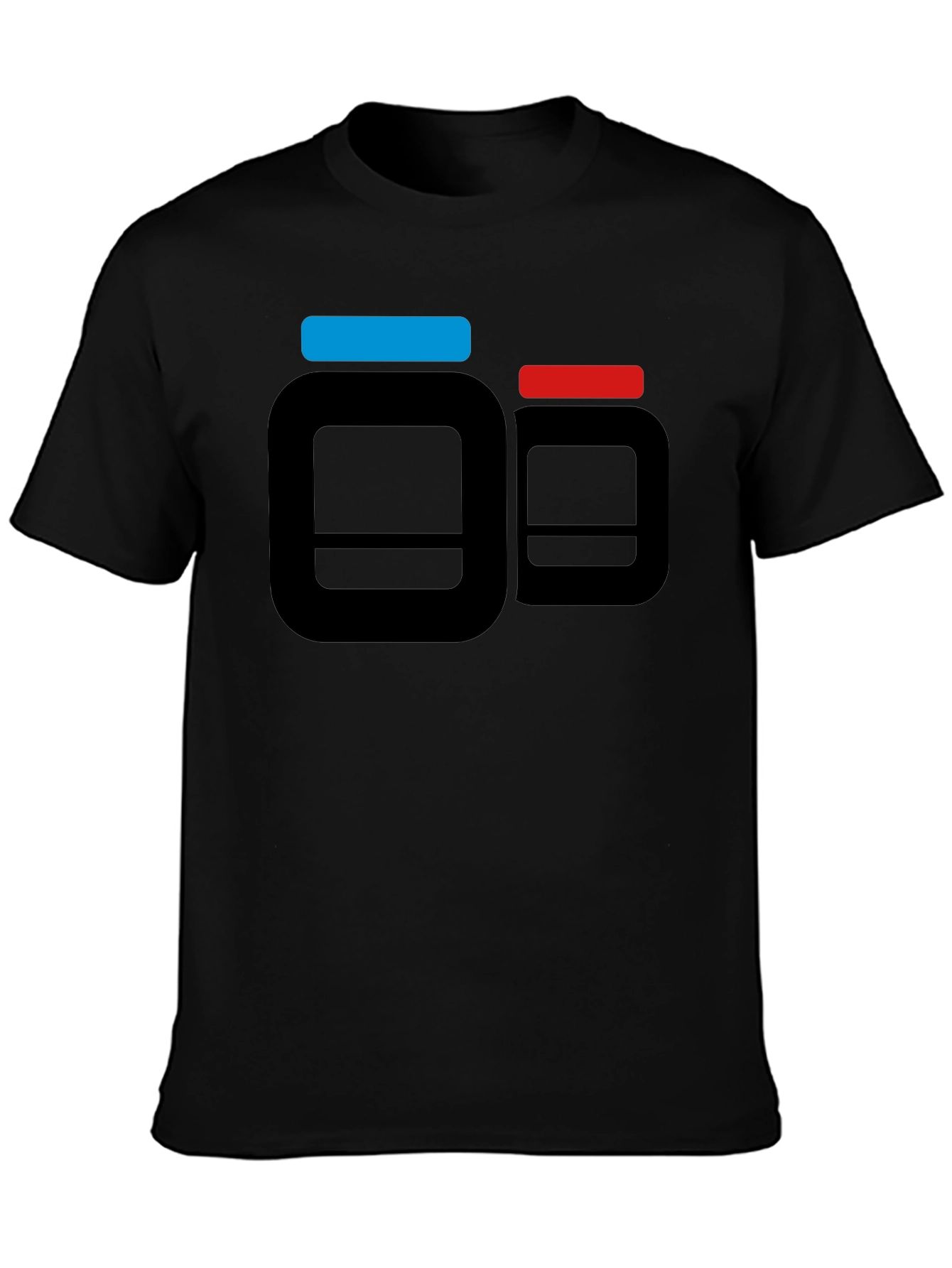 Black T-Shirt with Supplement Pill Bottle Design