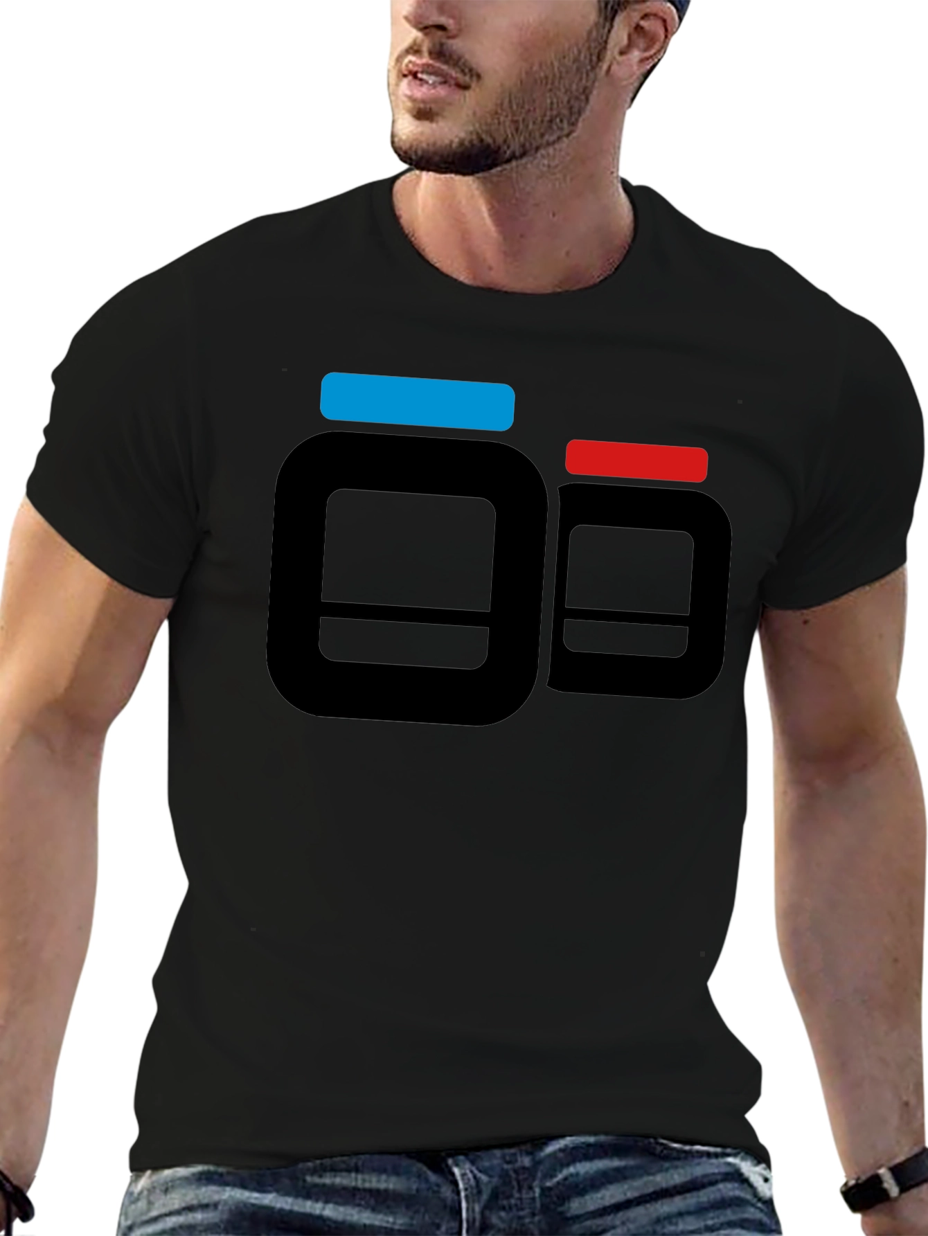 Black T-Shirt with Supplement Pill Bottle Design