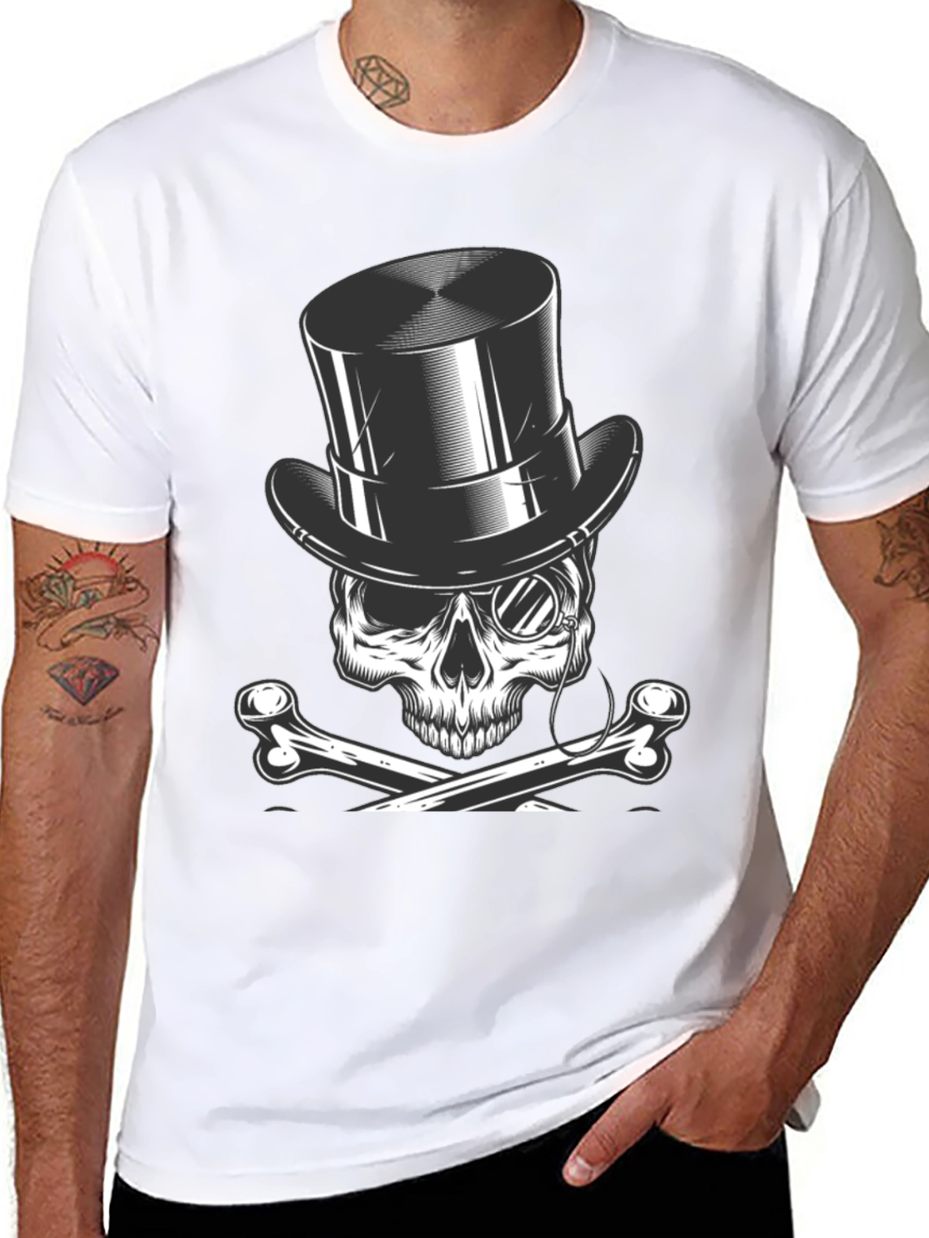 Skull & Bones Top Hat T-Shirt - Classic Style