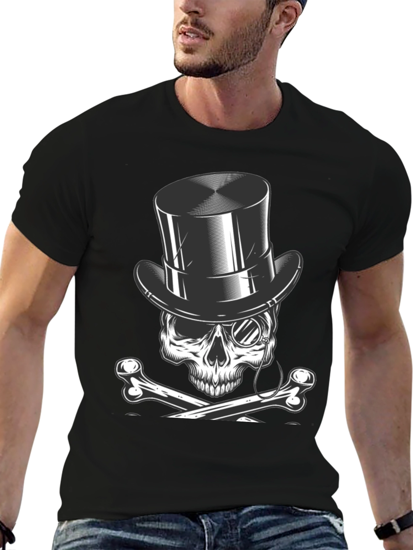 Skull & Bones Top Hat T-Shirt - Classic Style