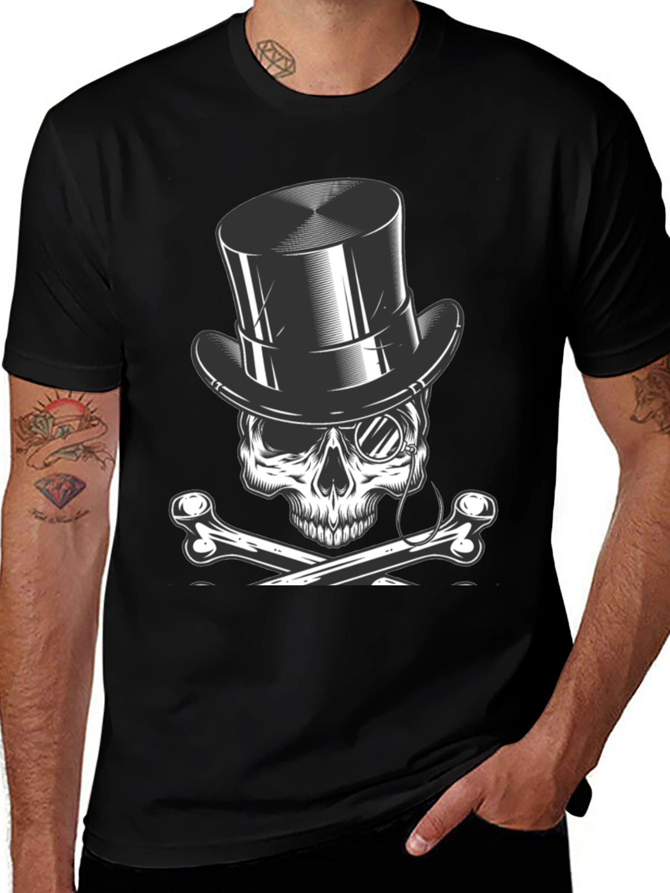 Skull & Bones Top Hat T-Shirt - Classic Style