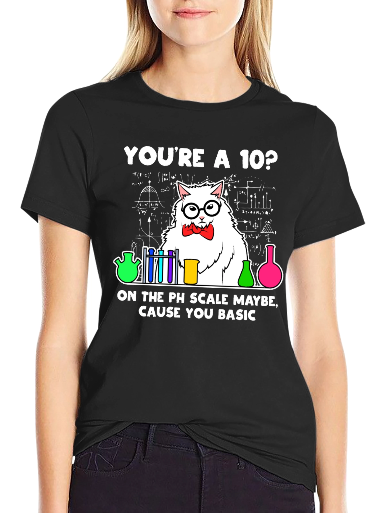 Youre A 10? PH Scale Science Cat Graphic T-Shirt
