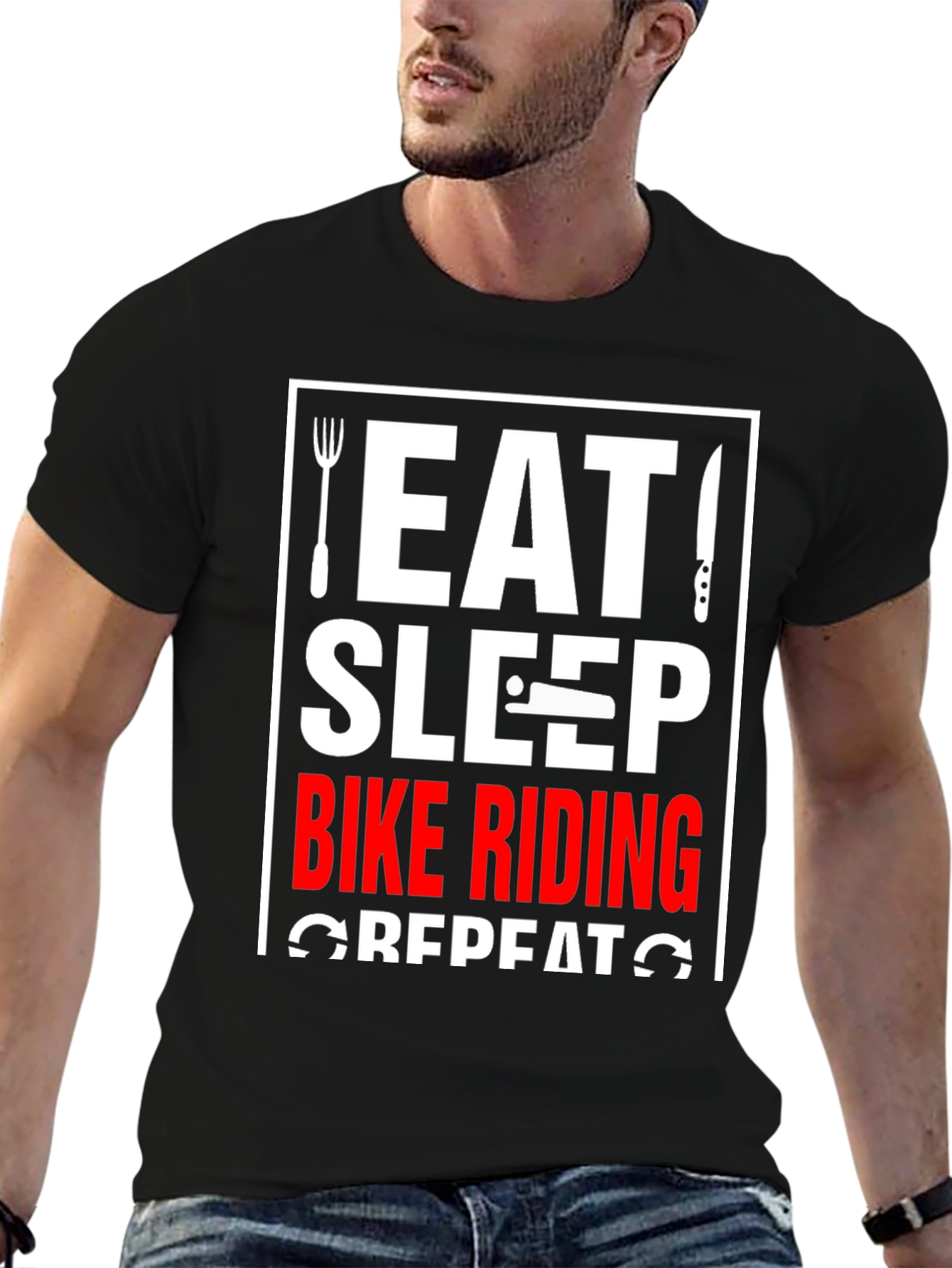 Eat Sleep Bike Riding Repeat Black T-Shirt