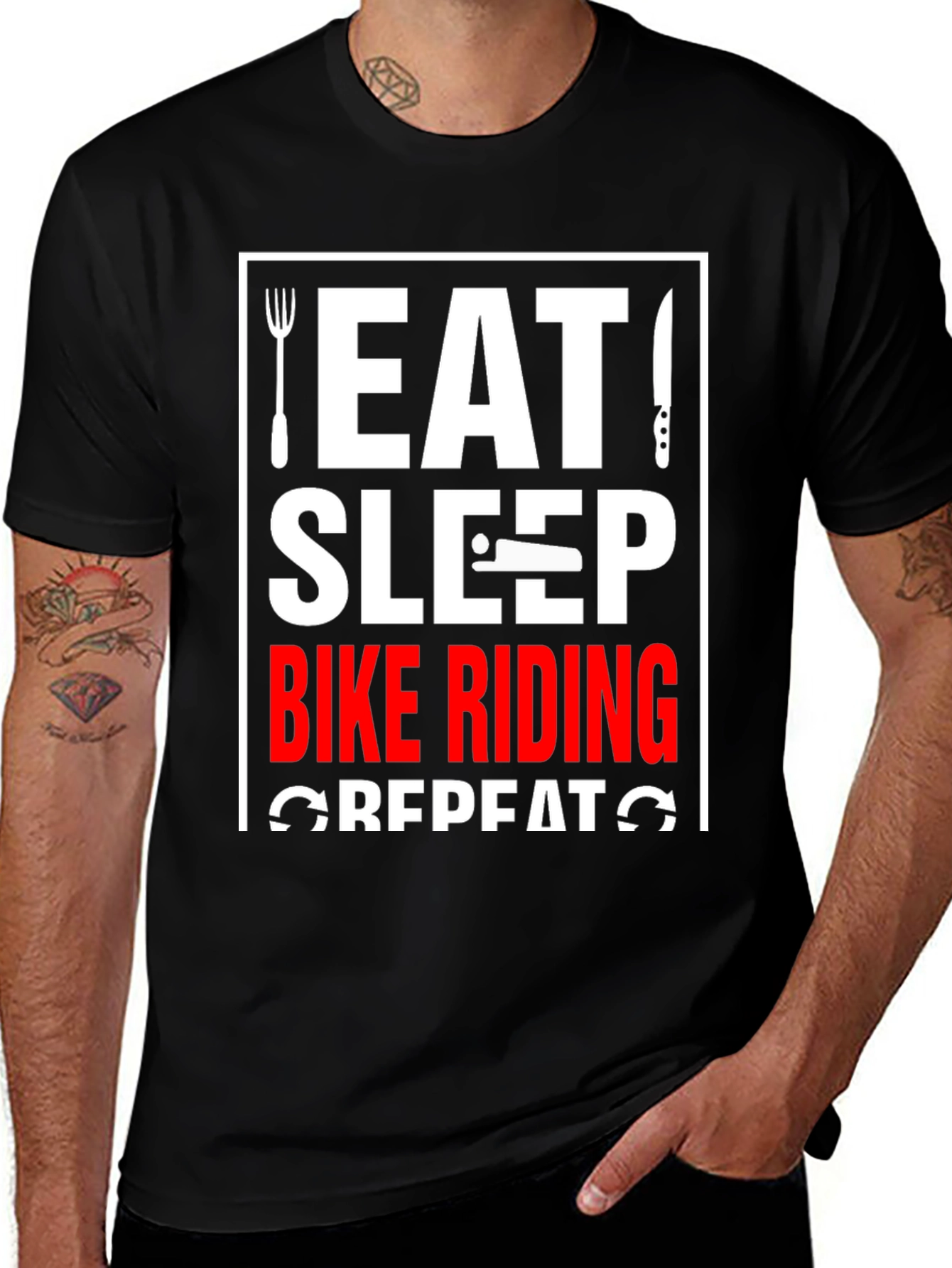 Eat Sleep Bike Riding Repeat Black T-Shirt