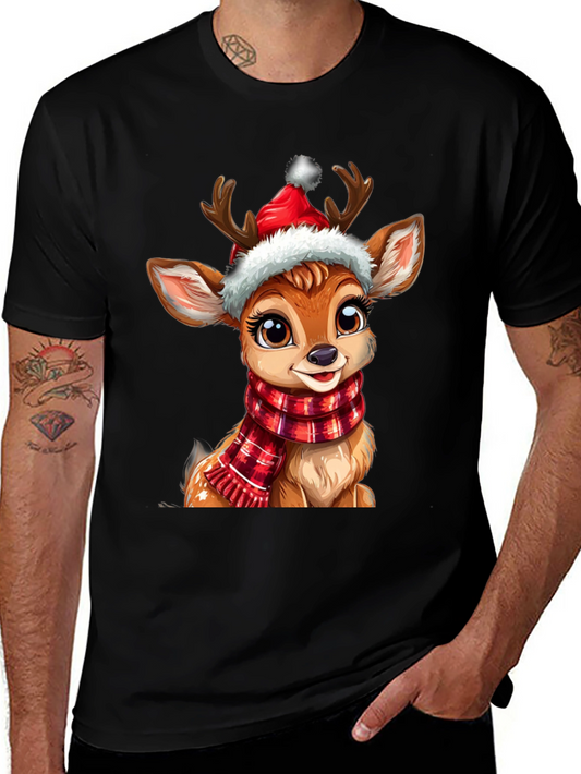 Festive Reindeer Graphic Tee - Holiday Cheer