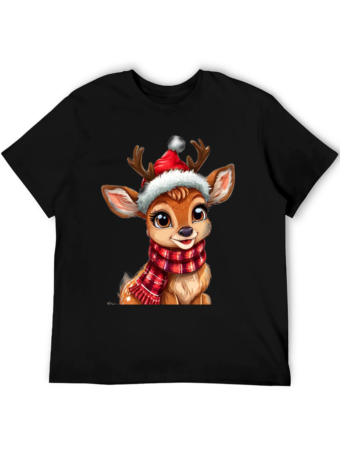 Festive Reindeer Graphic Tee - Holiday Cheer