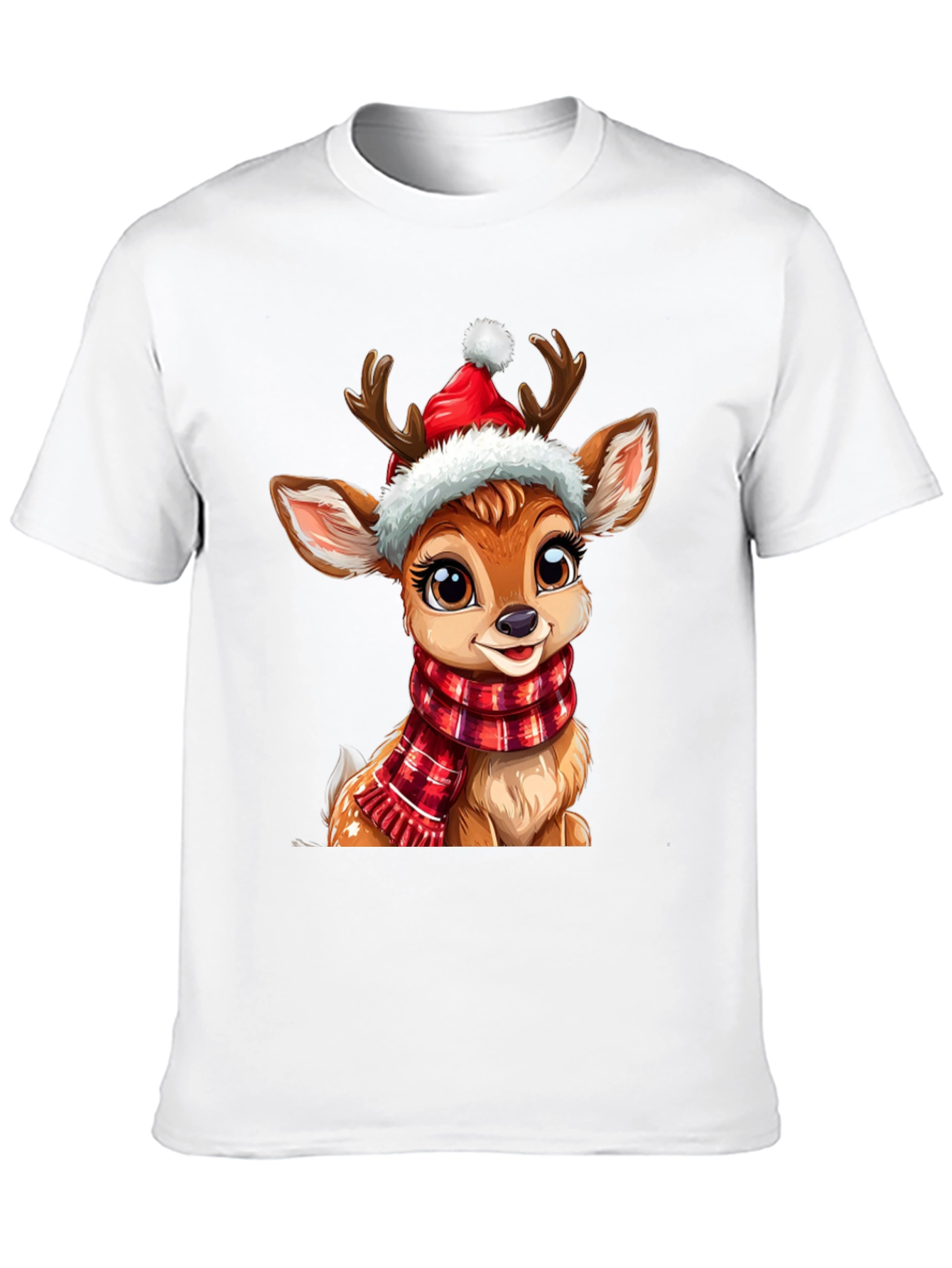 Festive Reindeer Graphic Tee - Holiday Cheer