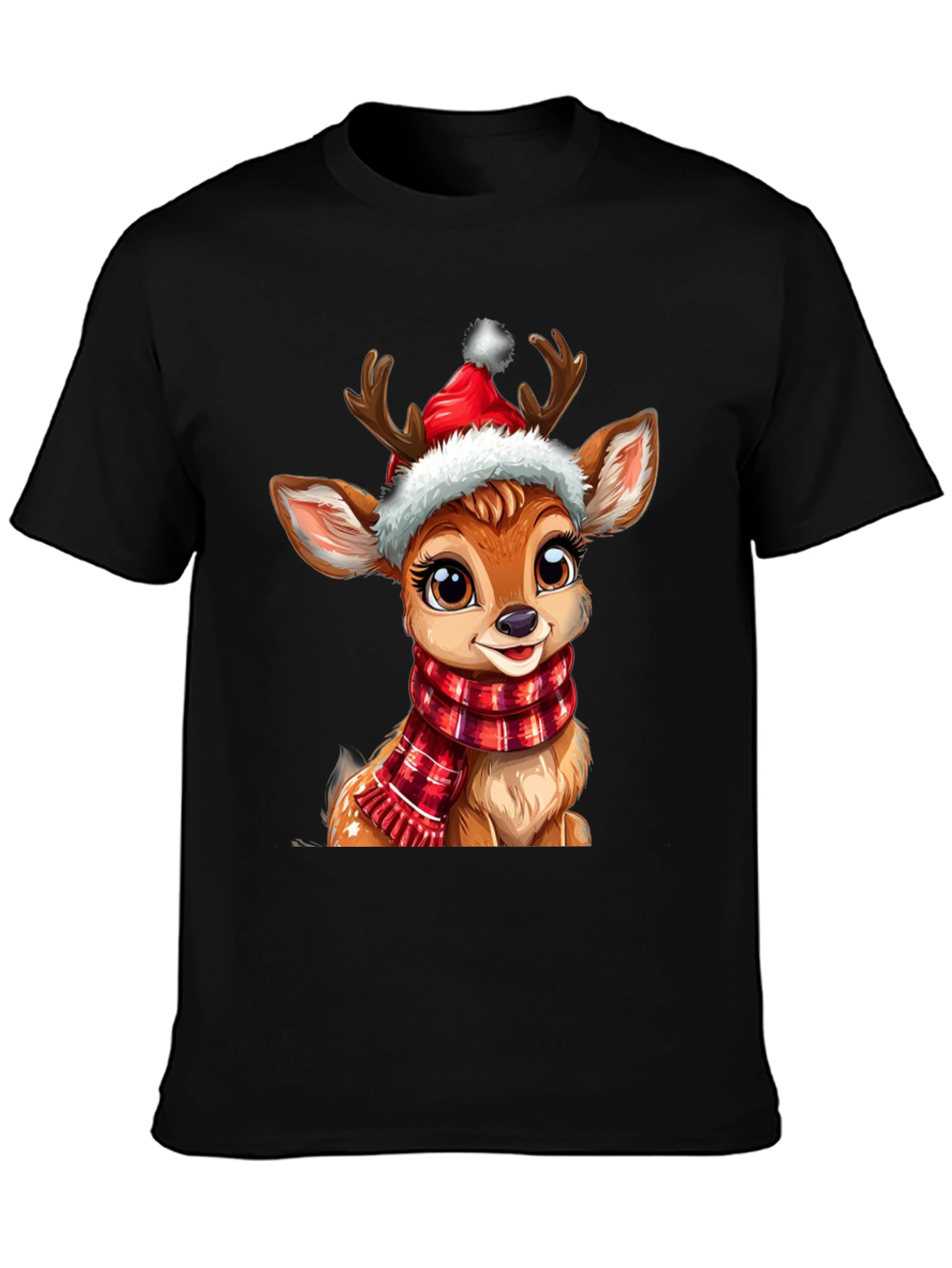 Festive Reindeer Graphic Tee - Holiday Cheer