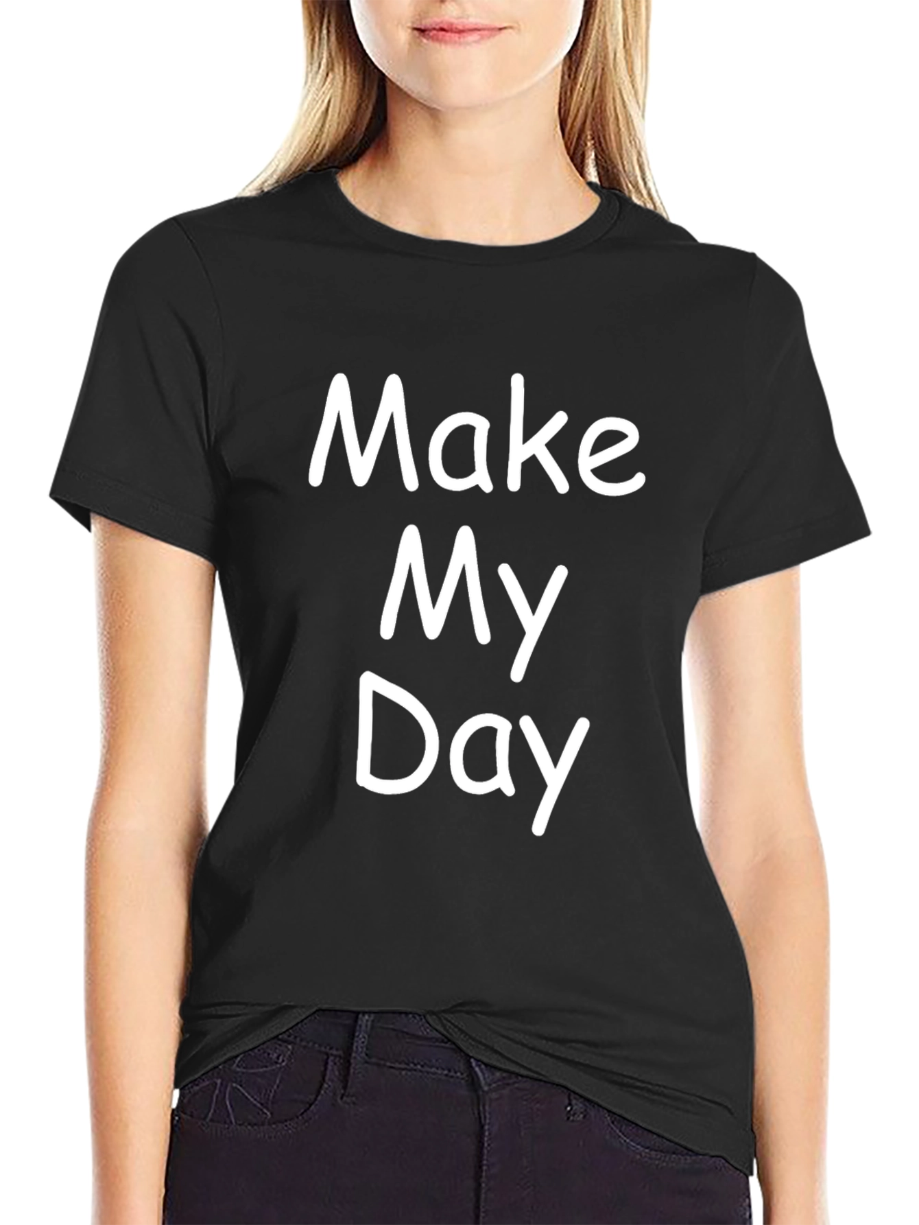 Make My Day Graphic Tee - Black Cotton T-Shirt