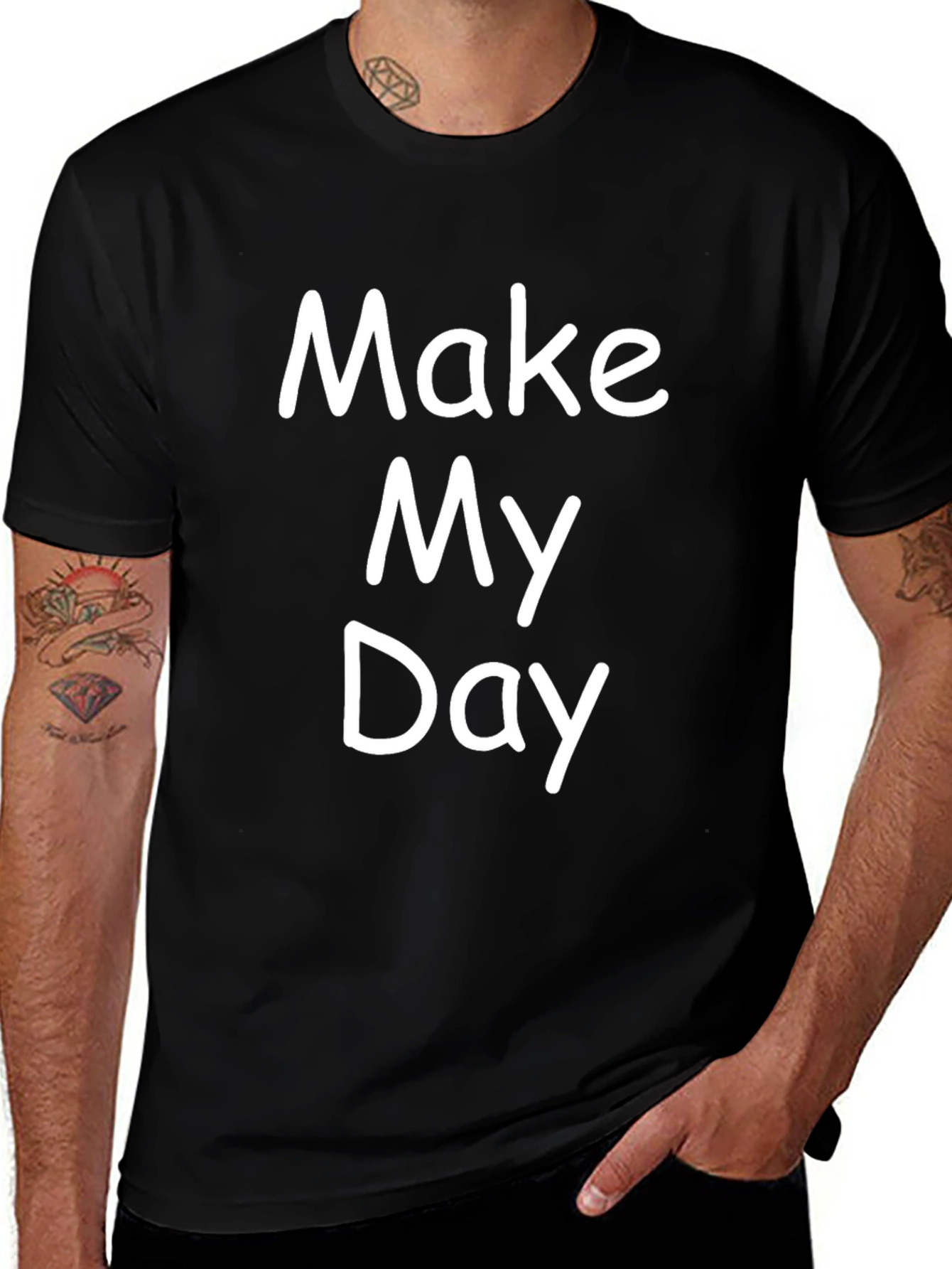 Make My Day Graphic Tee - Black Cotton T-Shirt